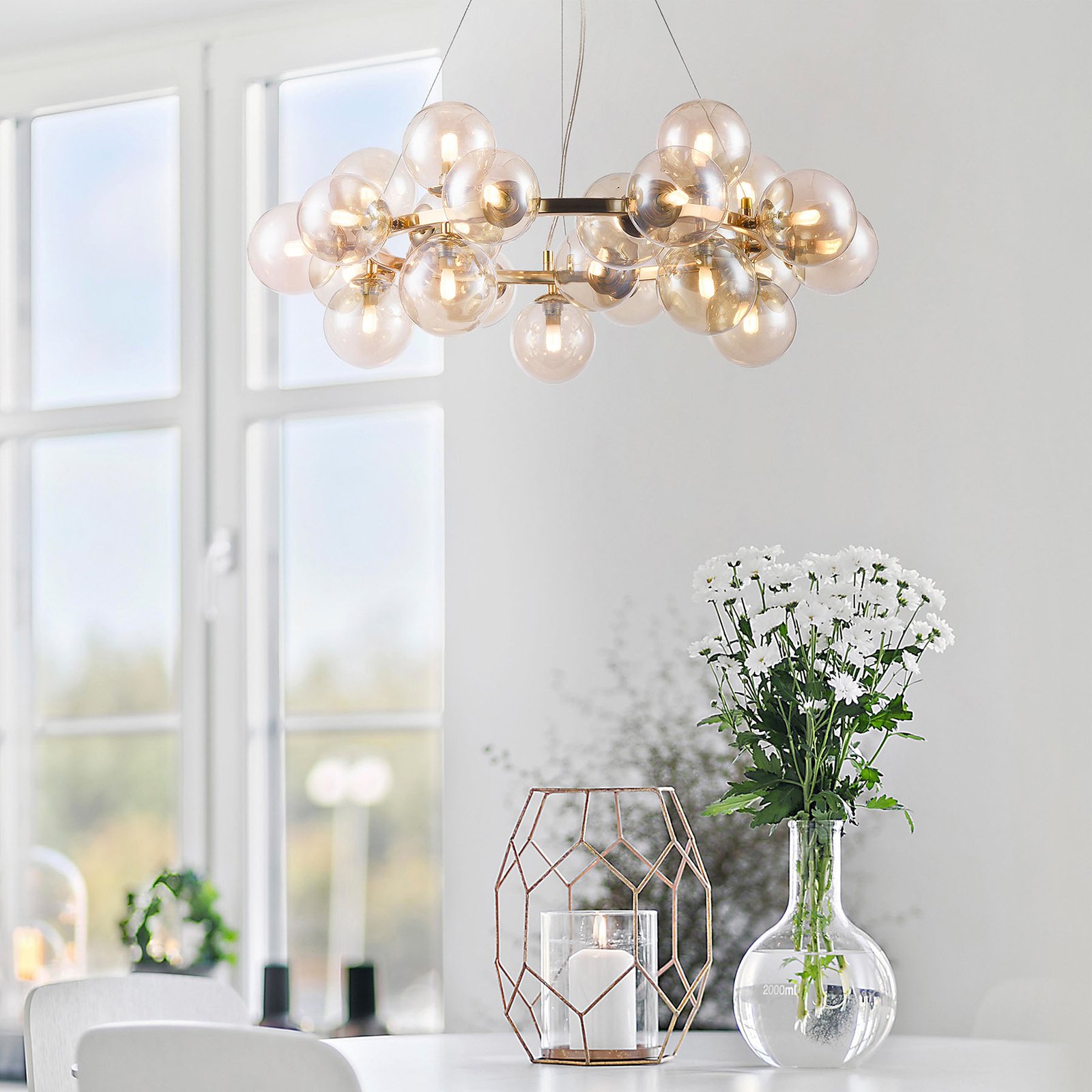 Dallas round pendant lamp, gold