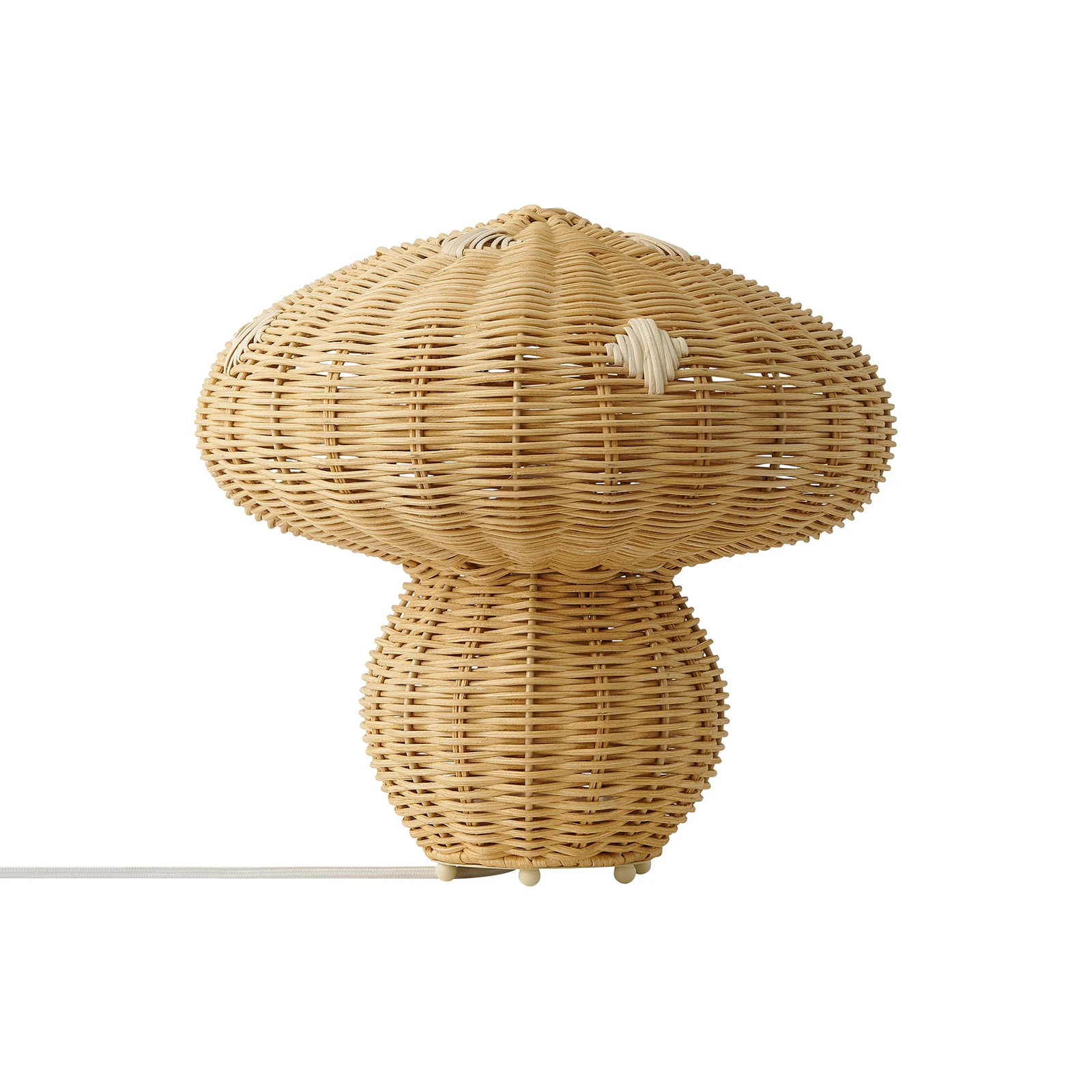 Stolová lampa Allie, ratan, tvar hríbu, prírodná hnedá