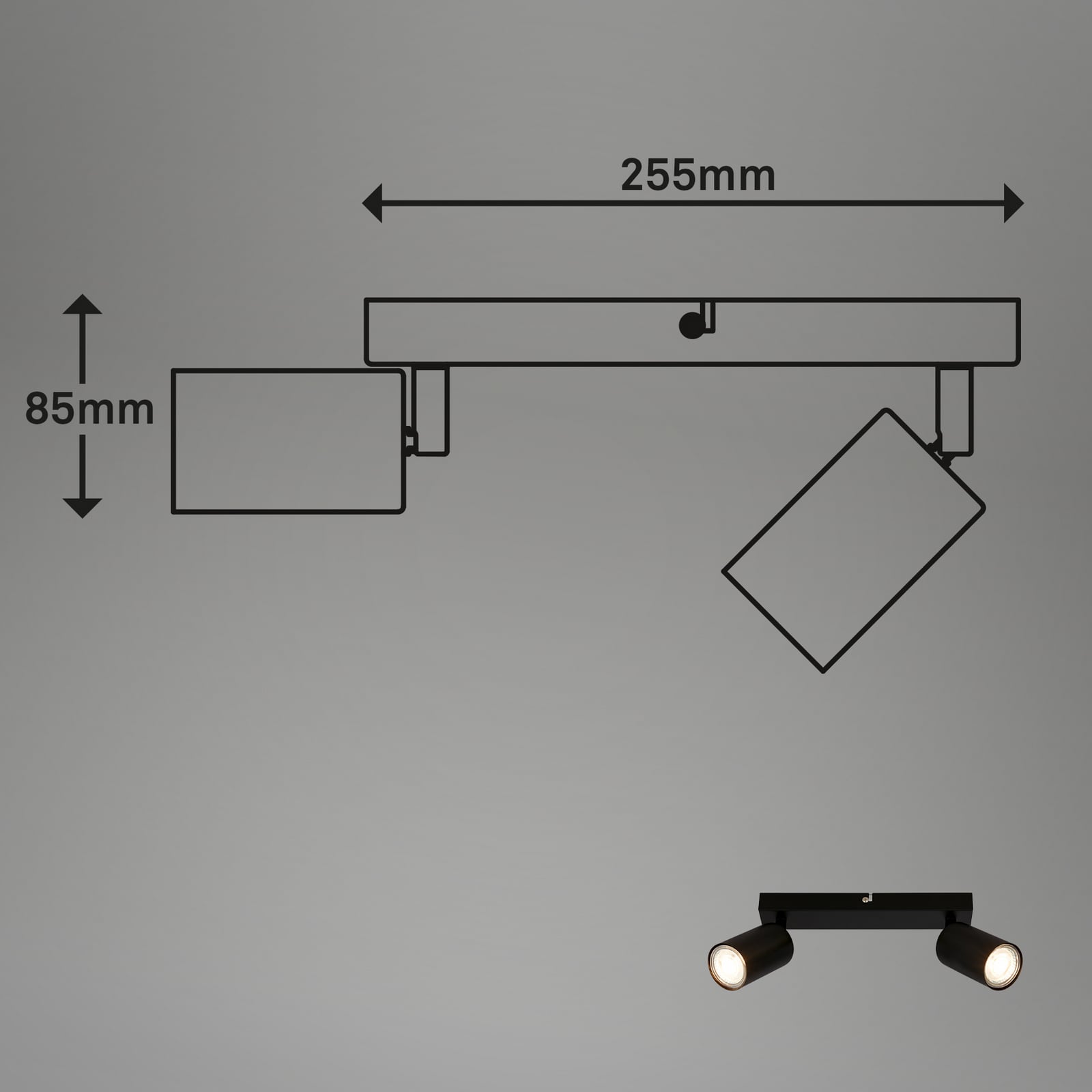 Tib downlight, black/black, 2-bulb, adjustable, metal Tib downlight, black/black, 2-bulb, adjustable, metal