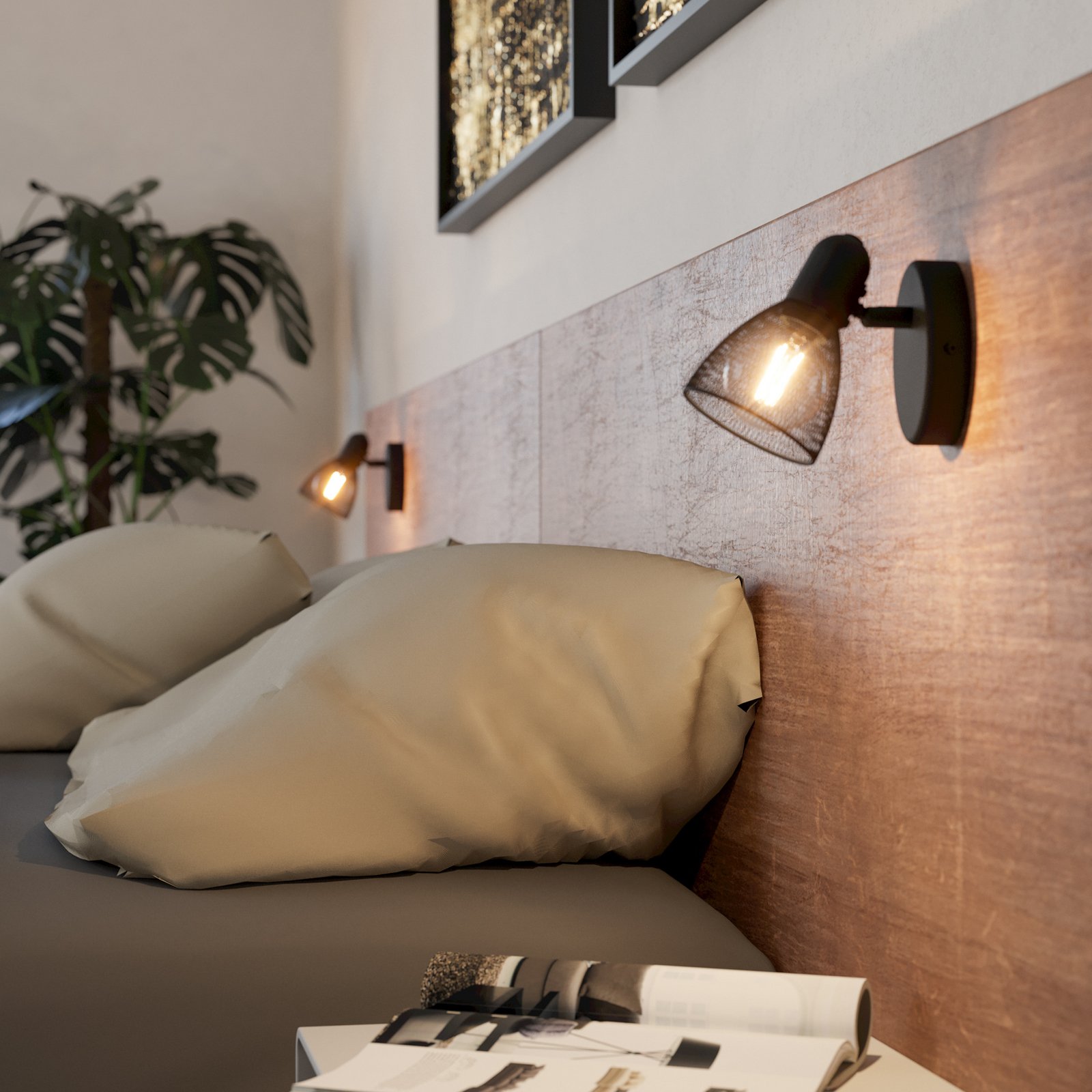 Wandstrahler Carovigno, Höhe 10,5 cm, schwarz, Stahl