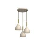 Suspension Noak, 3 lampes, beige/or, rond, acier