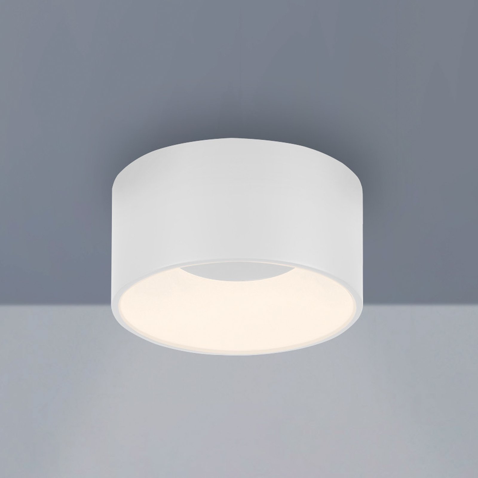 JUST LIGHT. Lampa sufitowa LED Tanika, biała, Ø 16 cm, ściemniana