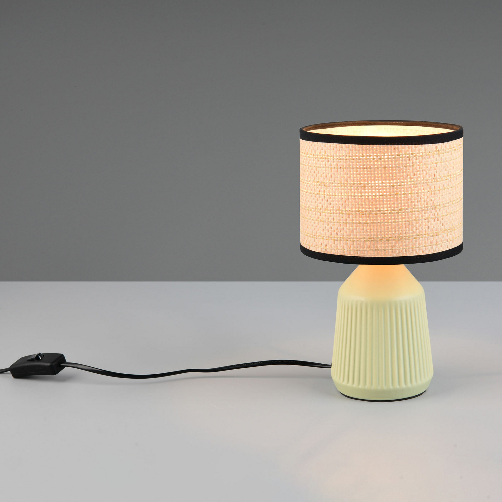 Lampa de masă Formentera, verde/bej, înălțime 27 cm ceramică/hârtie