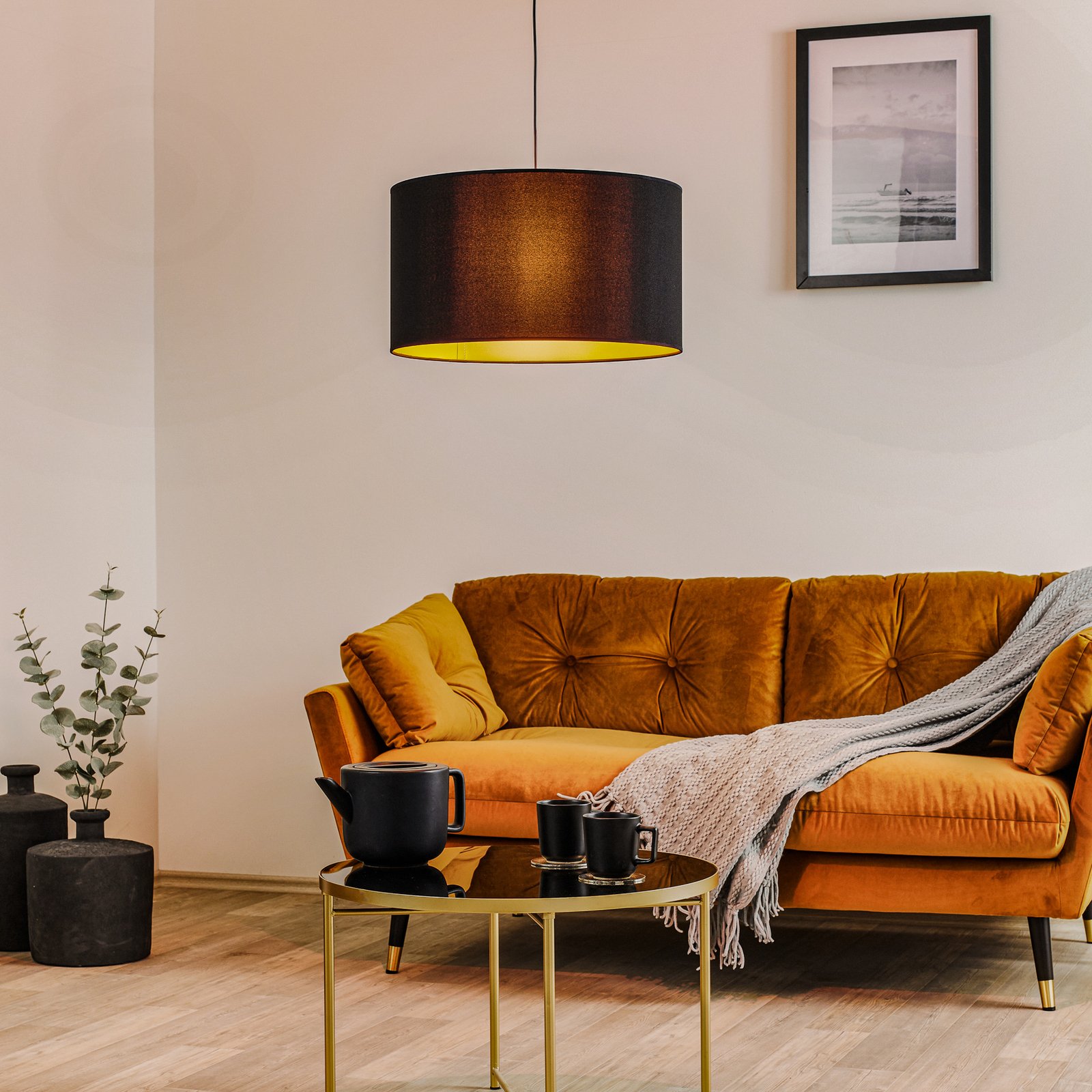 Roller Pendelleuchte Ø45 Gold/Schwarz  - Euluna
