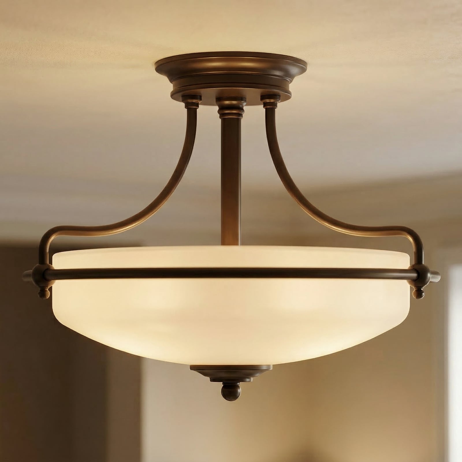 Griffin loftlampe, bronze, Ø 43 cm - QUOIZEL