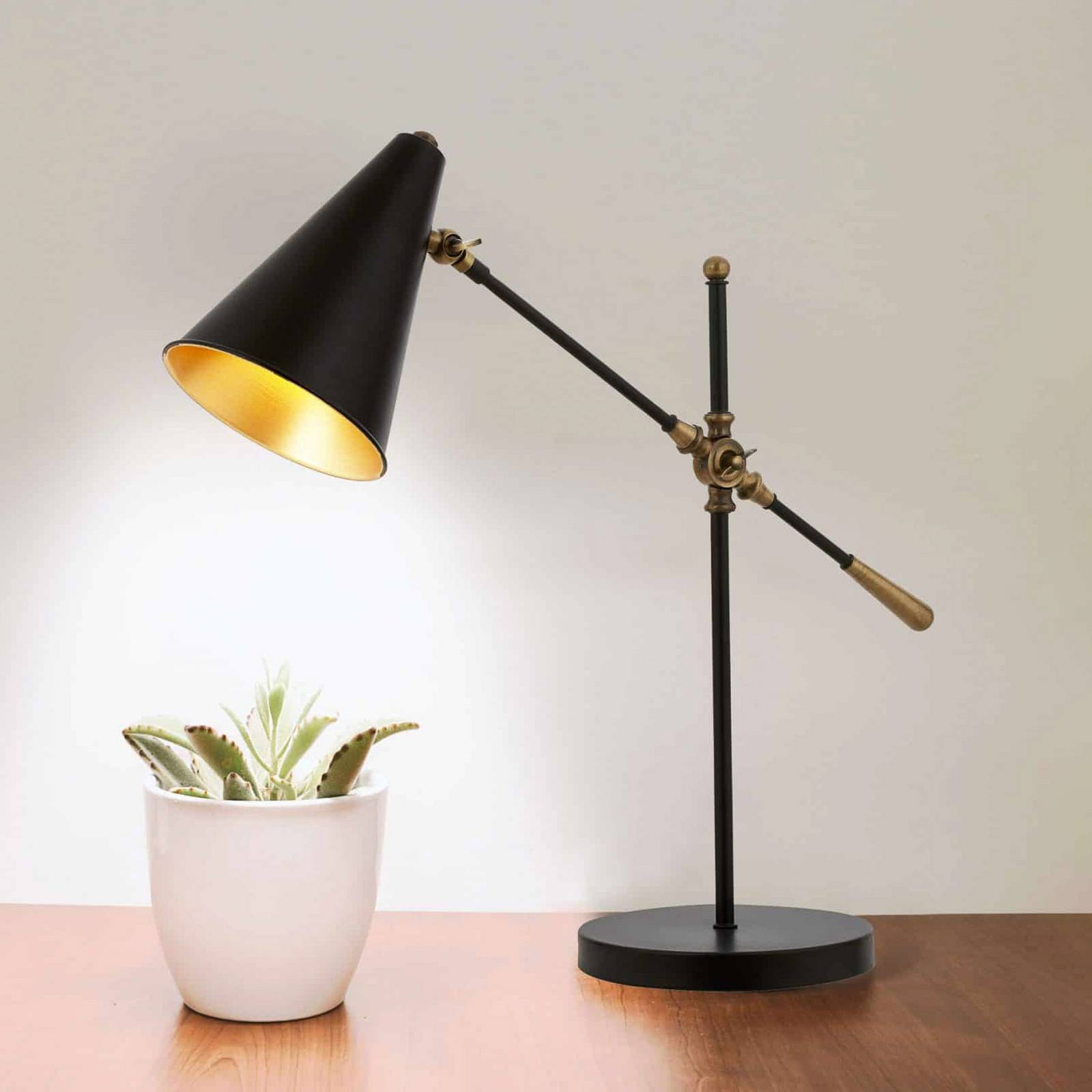 Tischleuchte Nelu, schwarz, Höhe 60 cm, Metall, justierbar günstig online kaufen