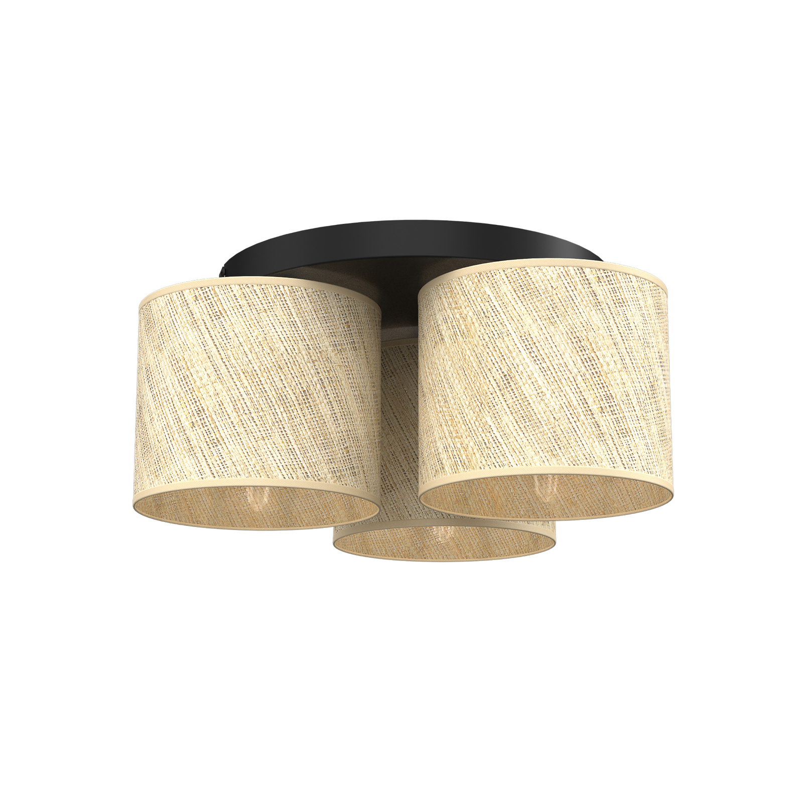 Lampa sufitowa Jovin z trzema kloszami rattanowymi