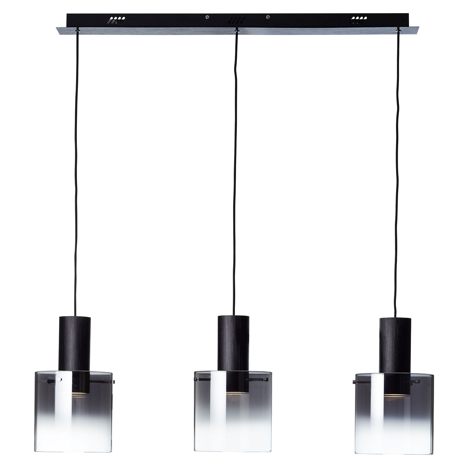 Brilliant Beth LED hanging light, smoked glass black 3-bulb, for Living / Dining Room, metal, glass, 10 W, energy efficiency: A, L: 100 cm