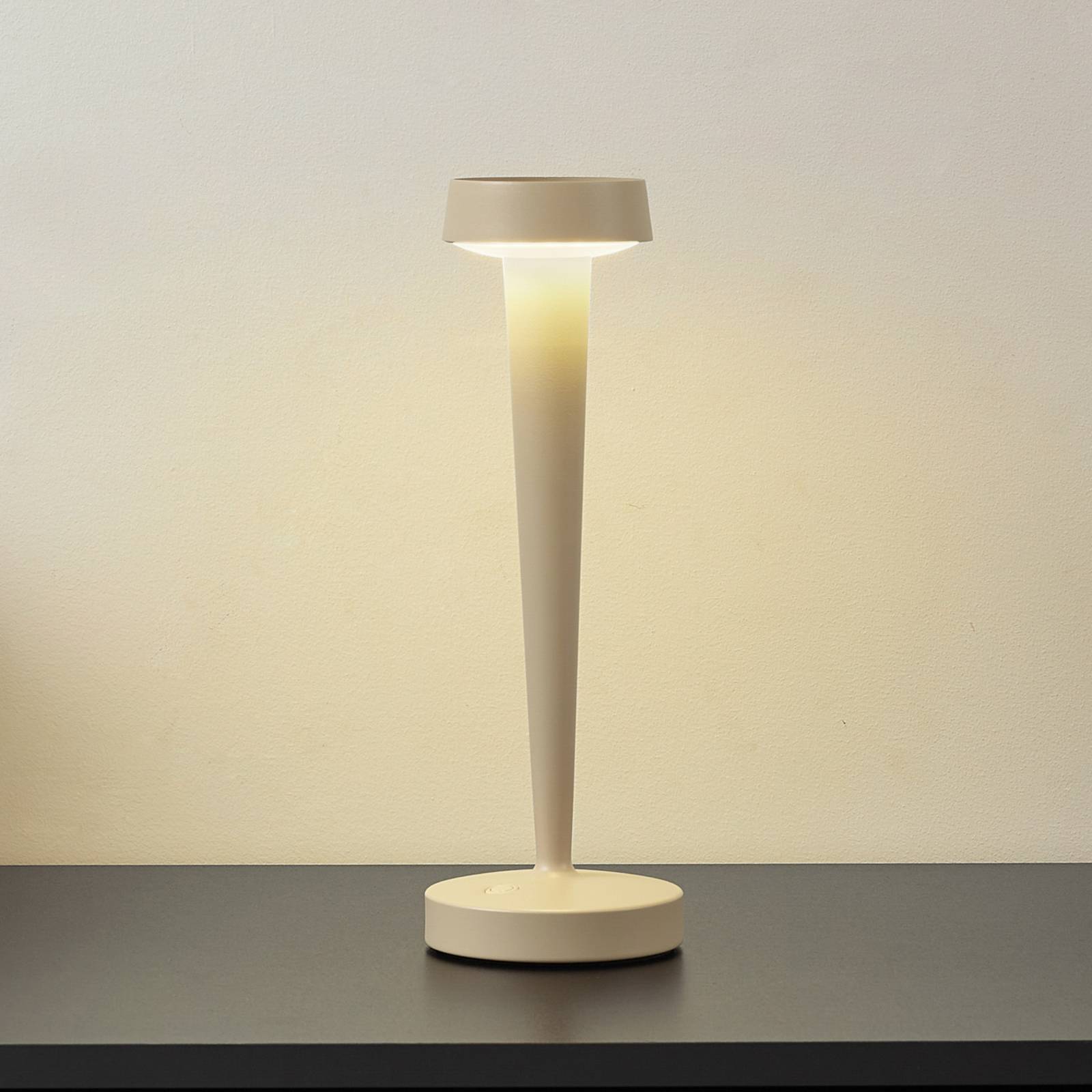 Lucande LED świecznik Lea, wazon, beżowy, 28 cm