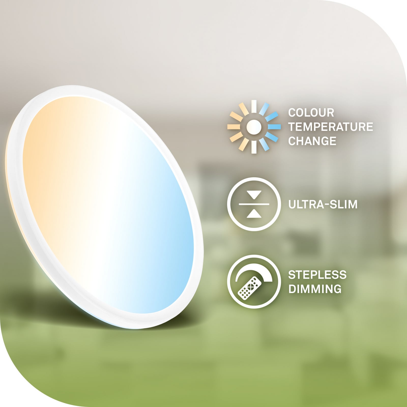 Plafonnier LED Tava A, CCT, Ø 29 cm, blanc, télécommande