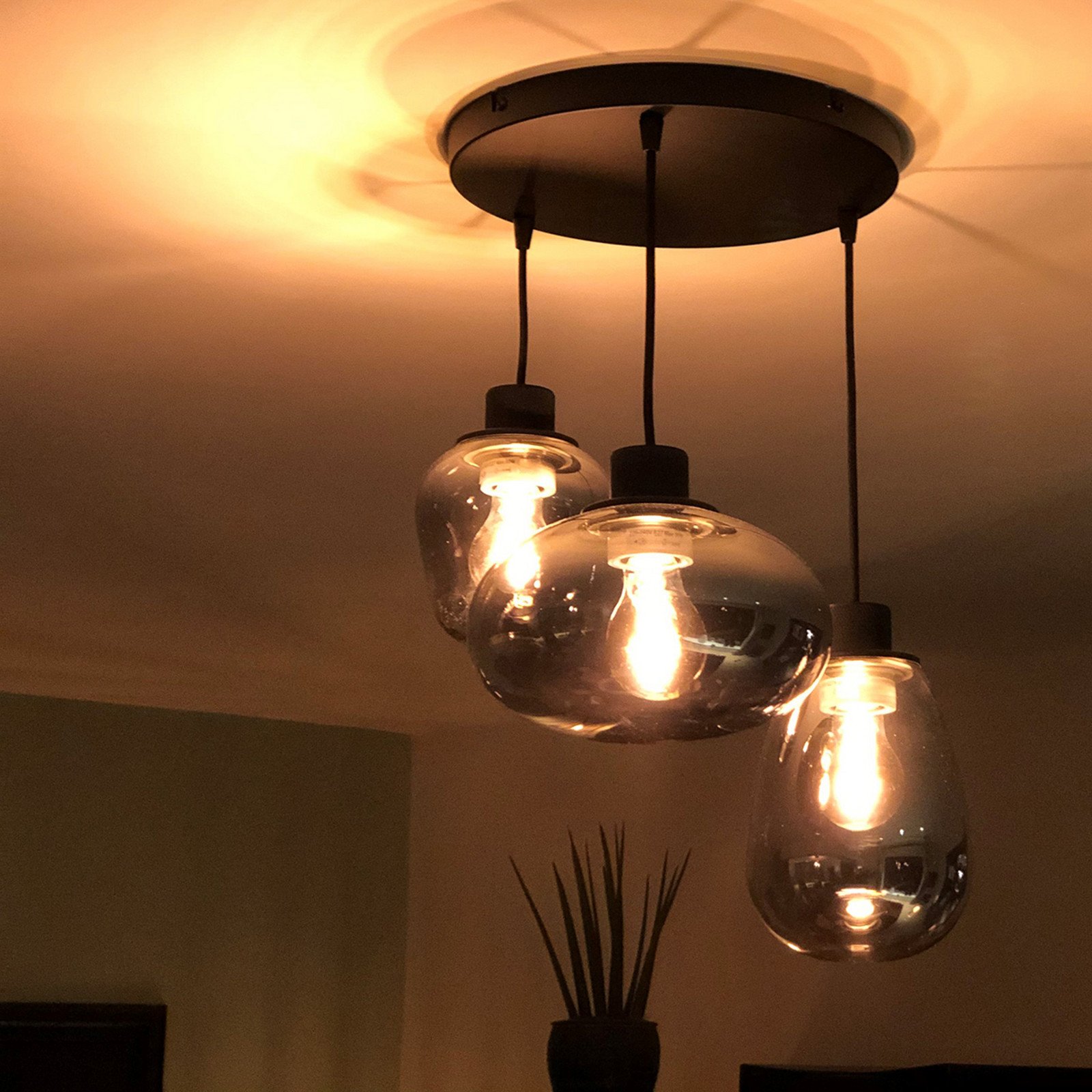 Steinhauer Reflexion lampă suspendată 3 becuri Ø 40 cm - Camera de zi / sufragerie - negru gri fumuriu - Metal
