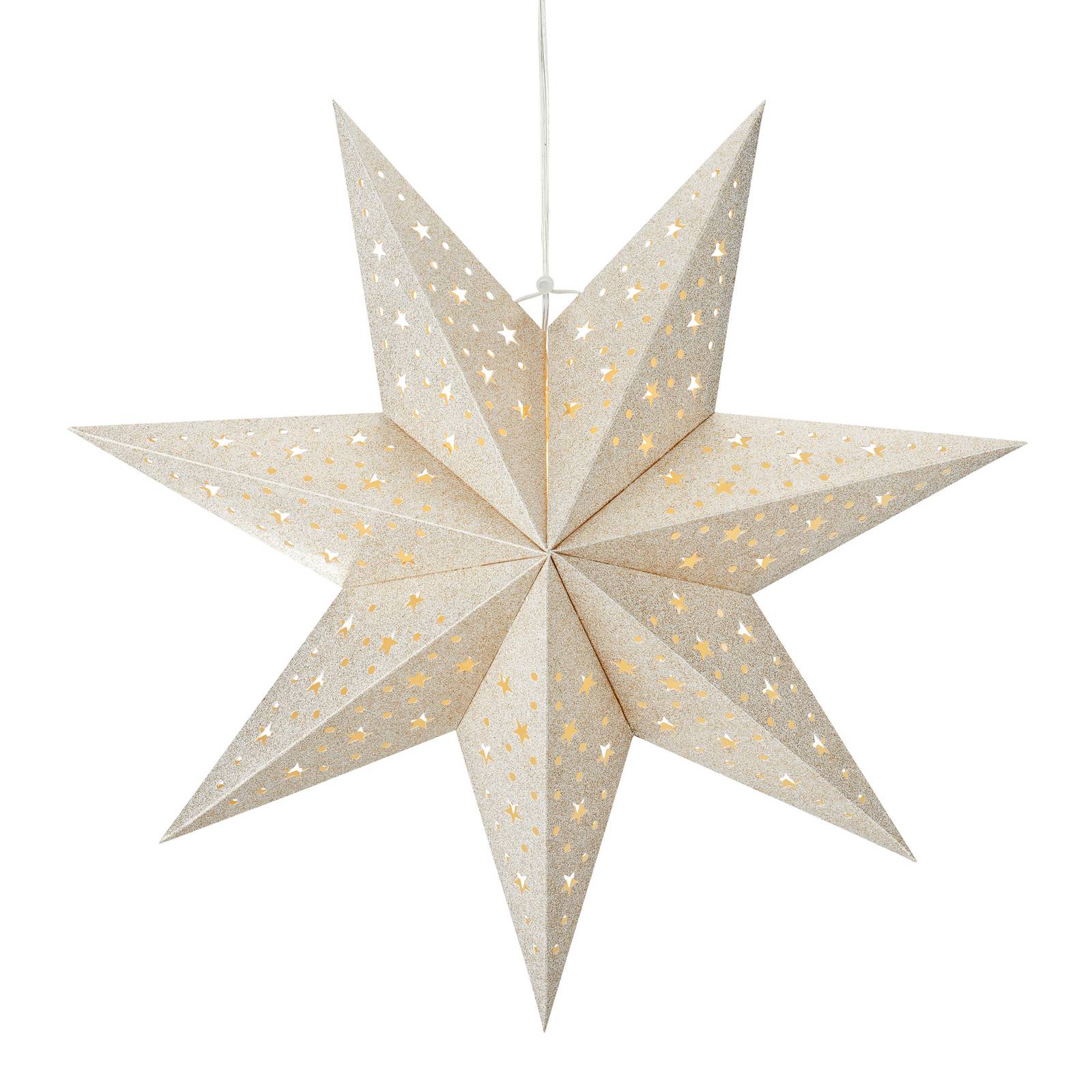 Markslöjd LED závěsná hvězda prázdná, na baterie, časovač Ø 45cm, zlatá barva