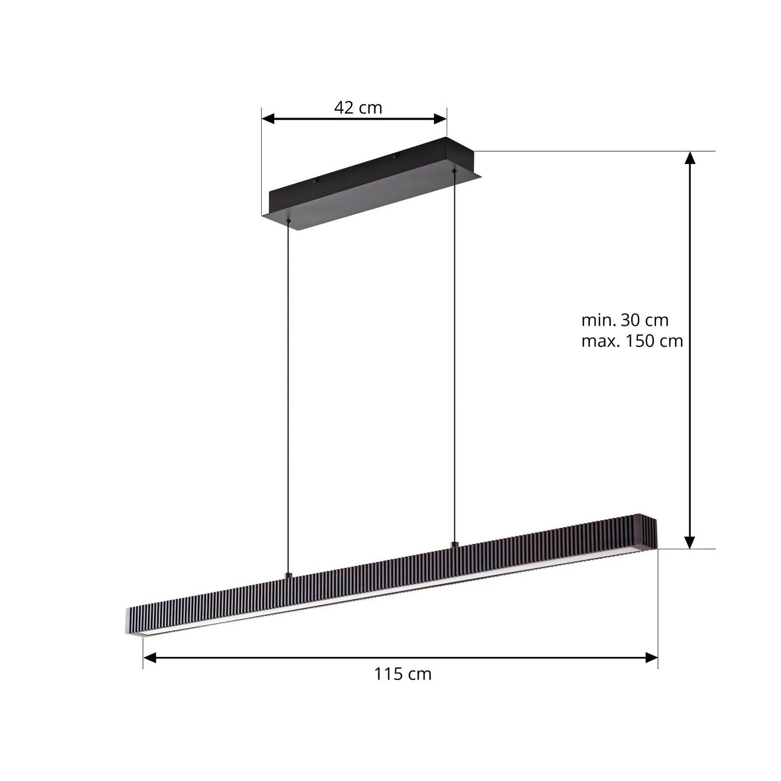 Lucande Emara LED pendant light, dark wood, oak, CCT