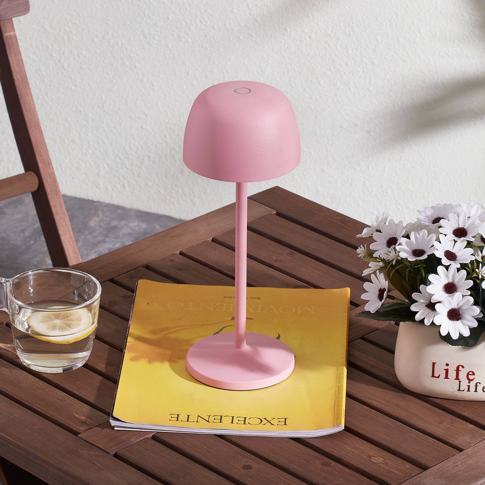 Lindby LED-uppladdningsbar bordslampa Arietty, rosa