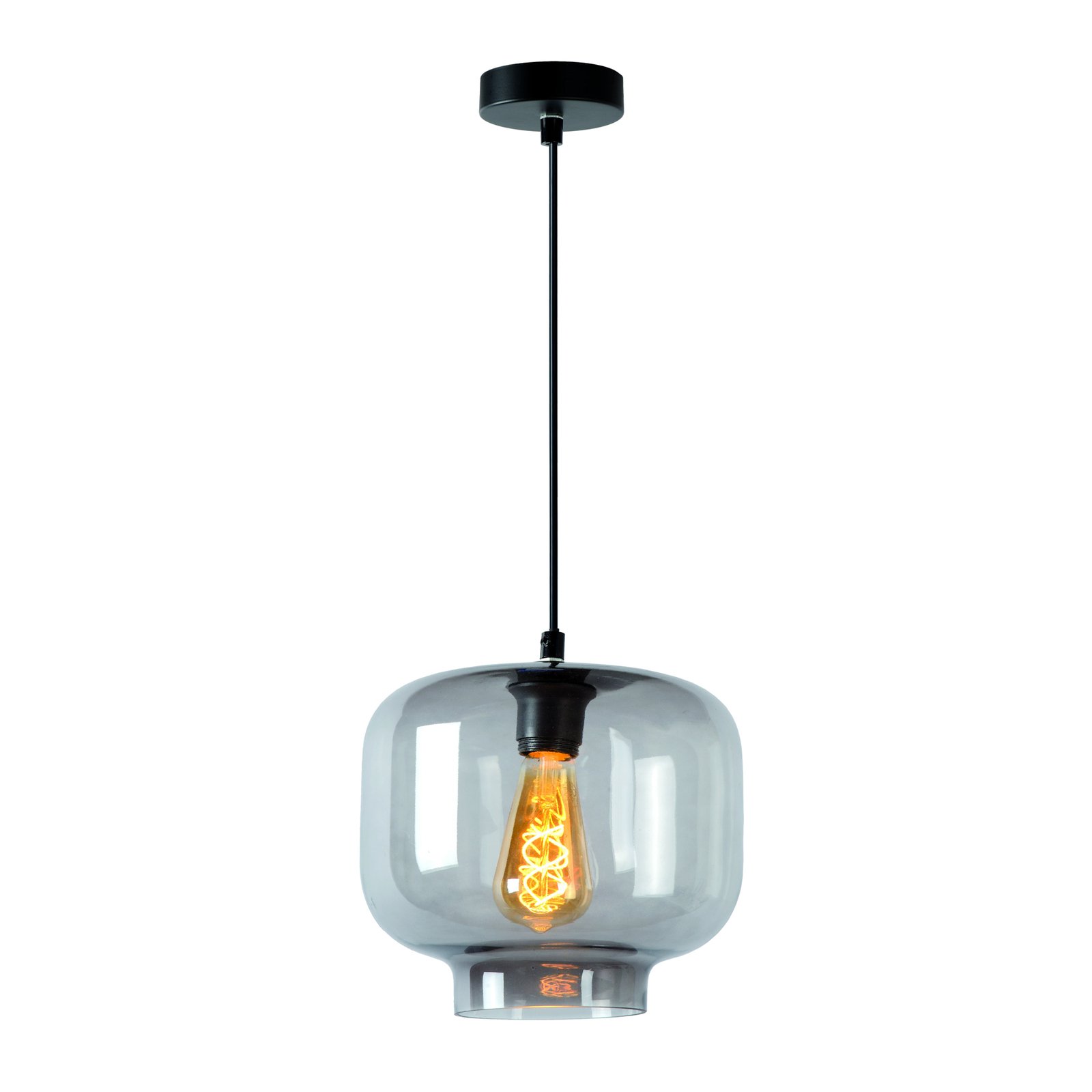 Suspension Medine, gris fumé, Ø 25 cm, verre, à 1 lampe