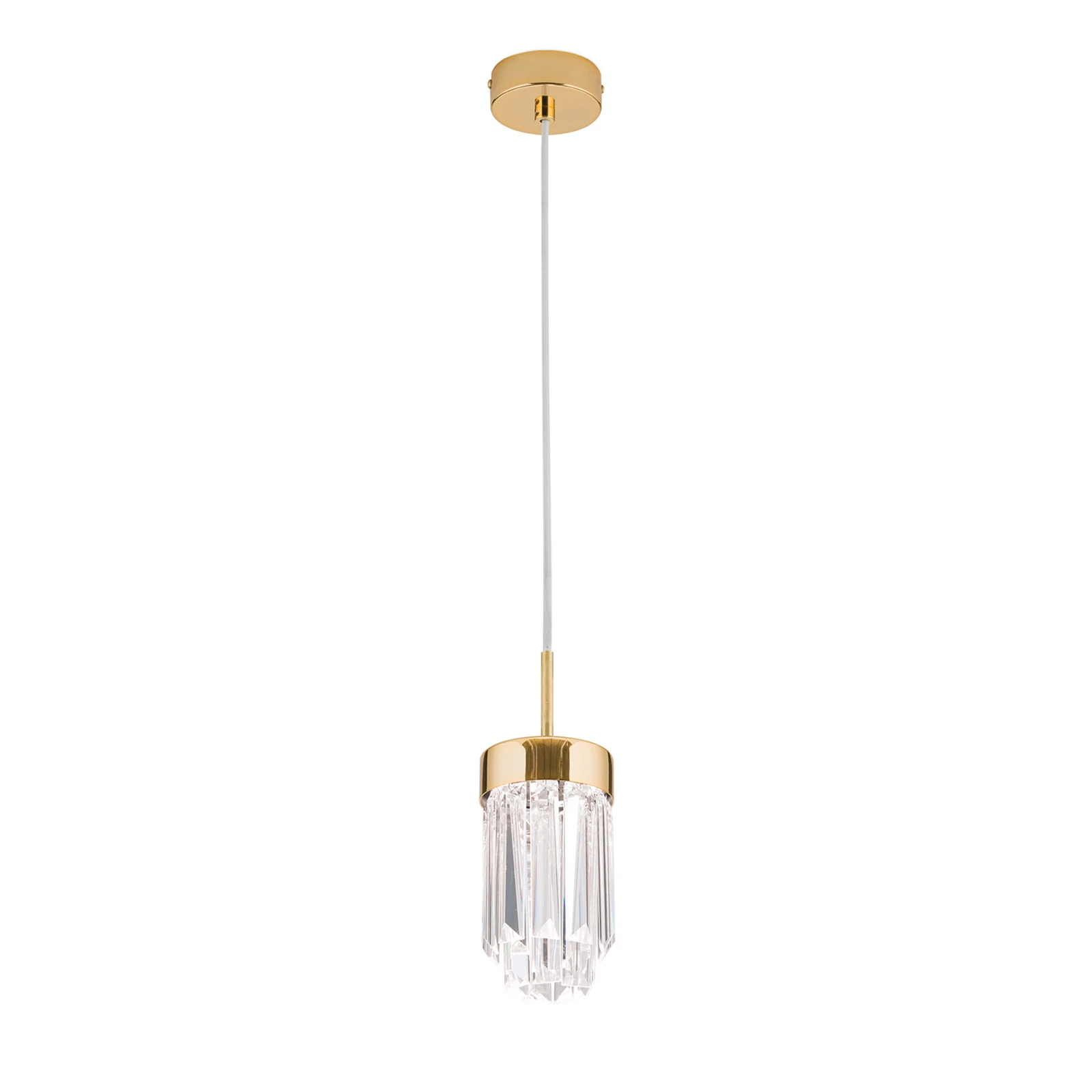 LED viseća svjetiljka Prism, kristalno staklo, Ø10cm, zlatna