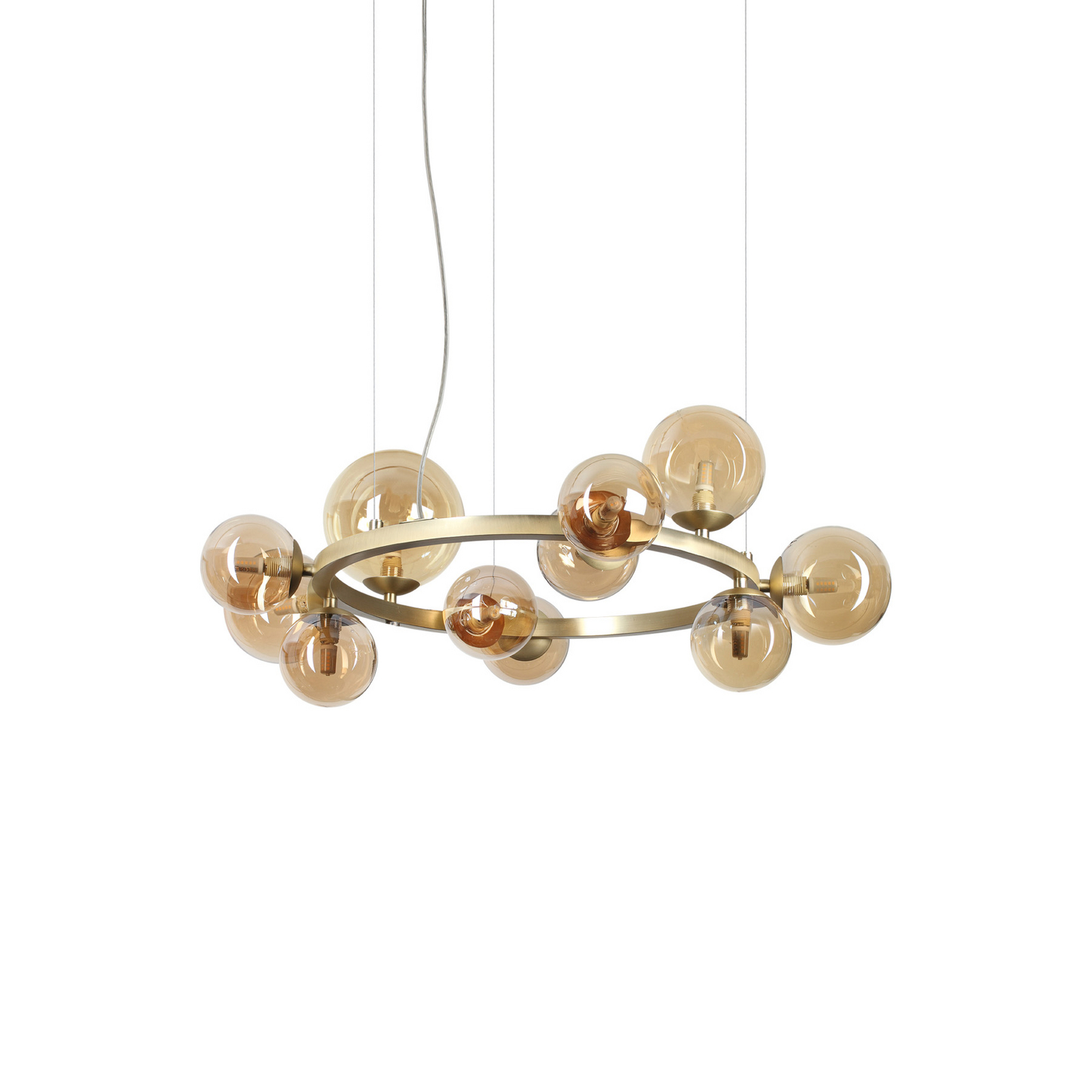 IDEAL LUX pakabinamas šviestuvas „Perlage“, varis/gintaras, 11 lempų, skersmuo