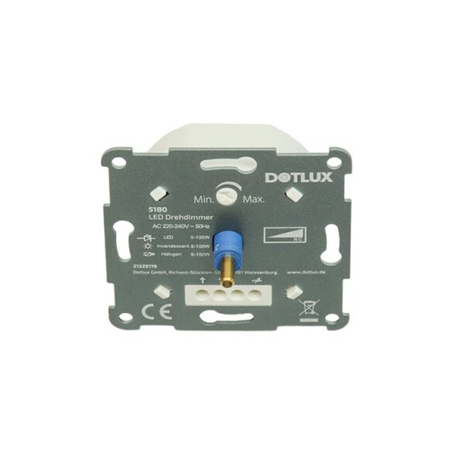 Въртящ се димер DOTLUX, 5 - 100 W LED, бял, управление на фазата на крайния ръб