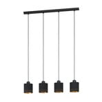 Esteperra hanging light, black/gold, 4-bulb