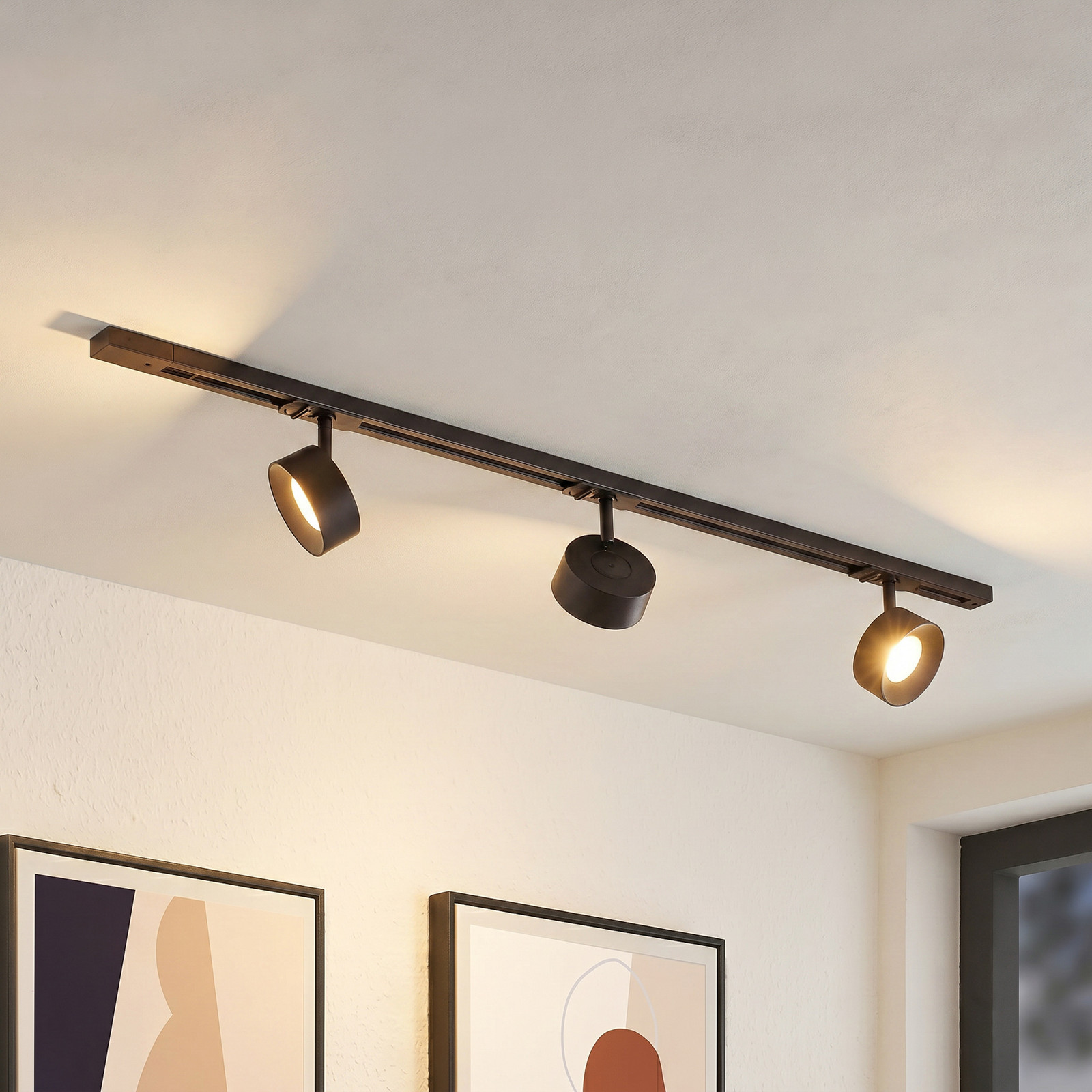 Lindby sistem tirnic Linaro, premer 9,5 cm, 3-krilna, LED, črna - Študija / pisarna - Sodobni - Kovina