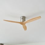 Ventilator de plafon Lucande Vindur, nichel, lemn, DC, liniștit