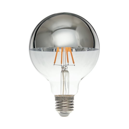 E27 3.8W half mirror LED bulb G95, 2700K silver