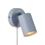 Explore wall spotlight with cable and plug, GU10, blue