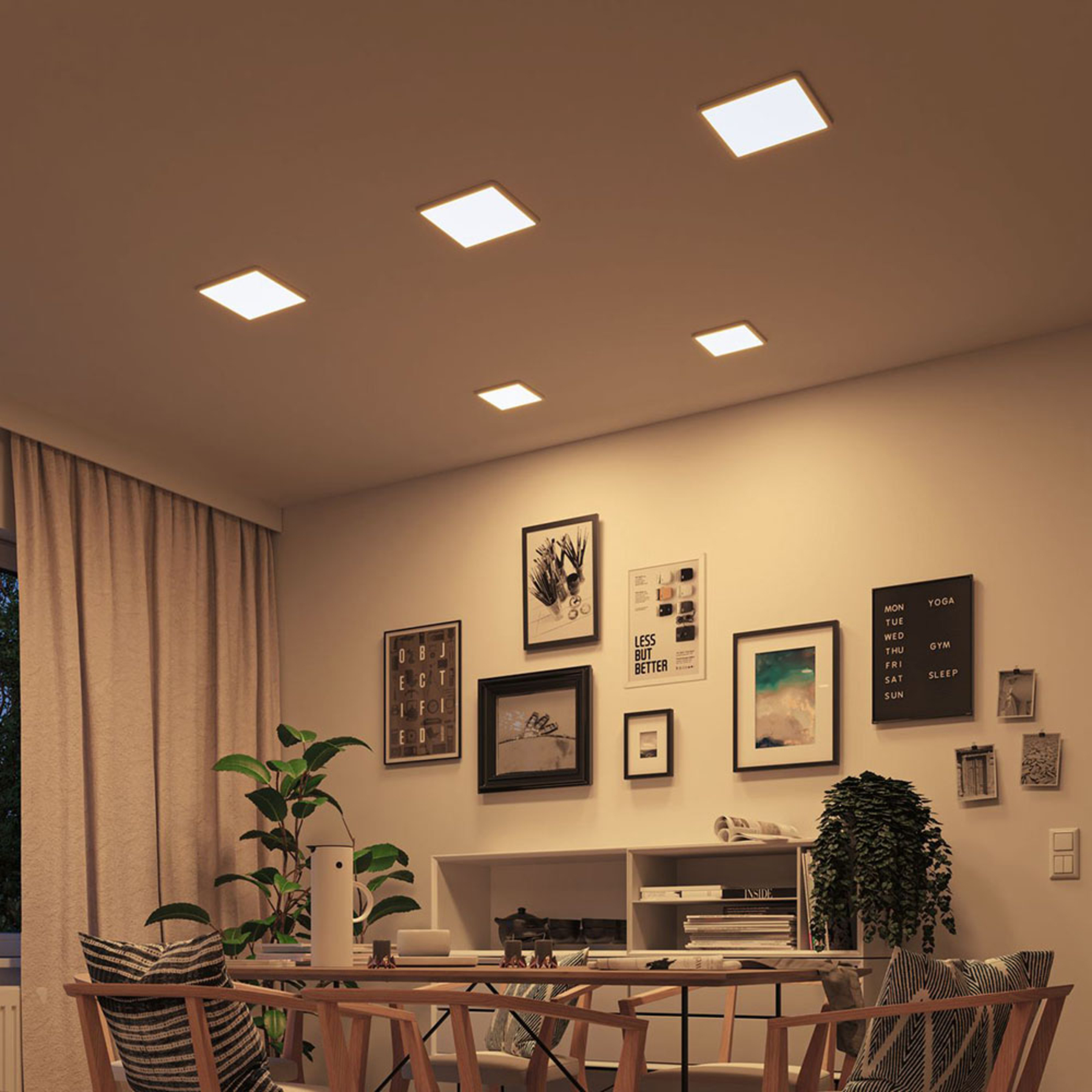 Paulmann Areo panel dimtowarm angular white 17.5cm, for Living / Dining Room, plastic, 13 W, energy efficiency: A+, L: 17.5 cm, W: 17.5 cm, H: 1.2 cm