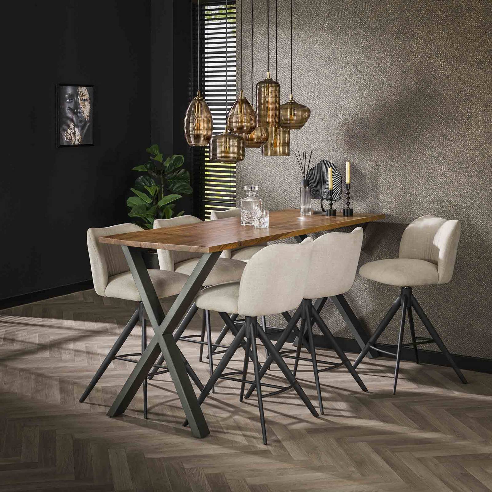 Lampa wisząca mieszana Stripeglass, 7-punktowa, szkło, bursztyn, antracyt