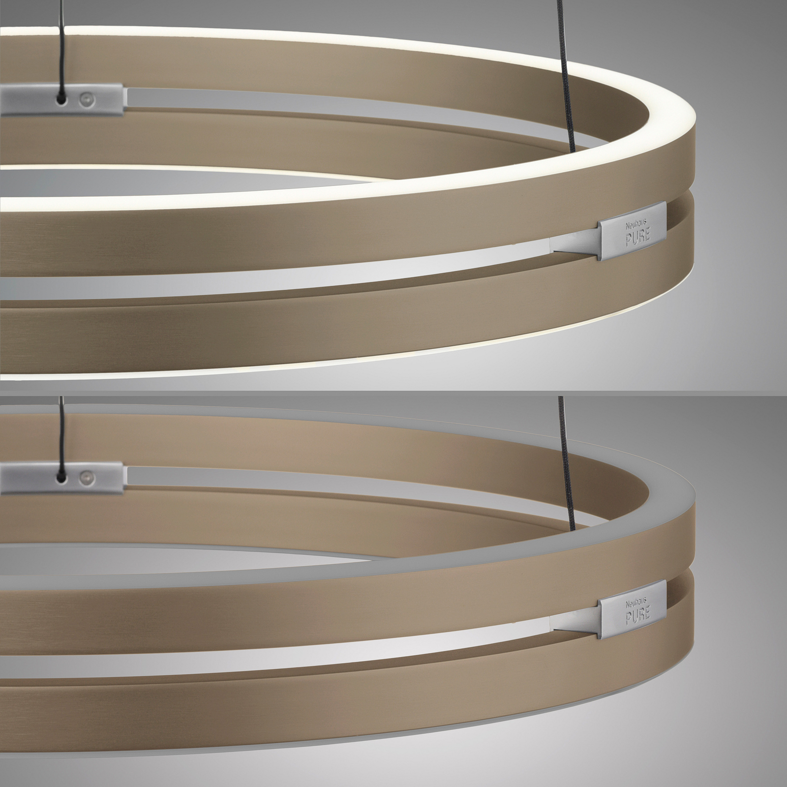 PURE LED-Hängeleuchte E-Loop, bronze, Ø 50 cm, Aluminium CCT