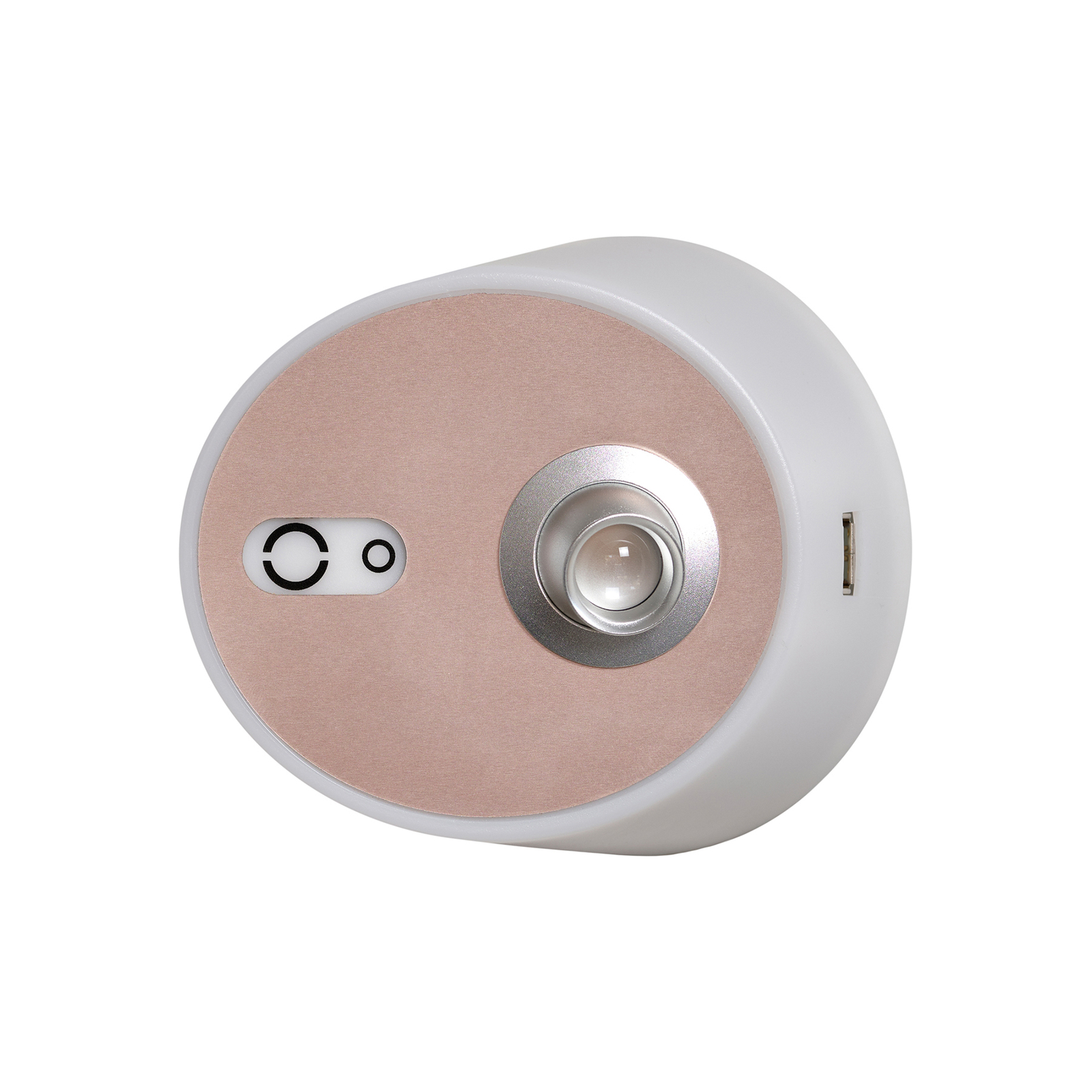 Candeeiro de parede LED Zoom, projetor, saída USB, rosa-cobre
