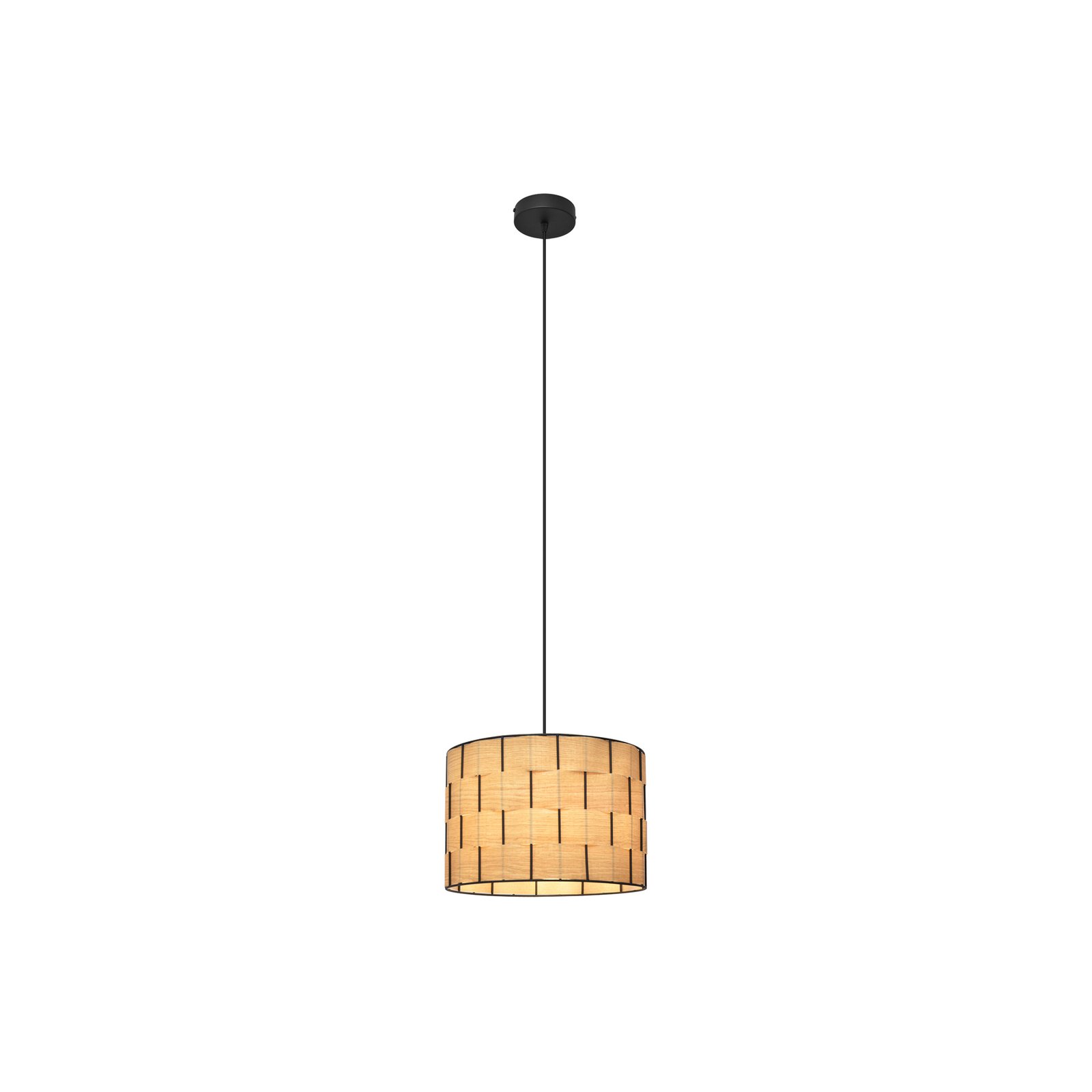 Atlanta lámpara colgante, color roble, Ø 30 cm, textil, E27