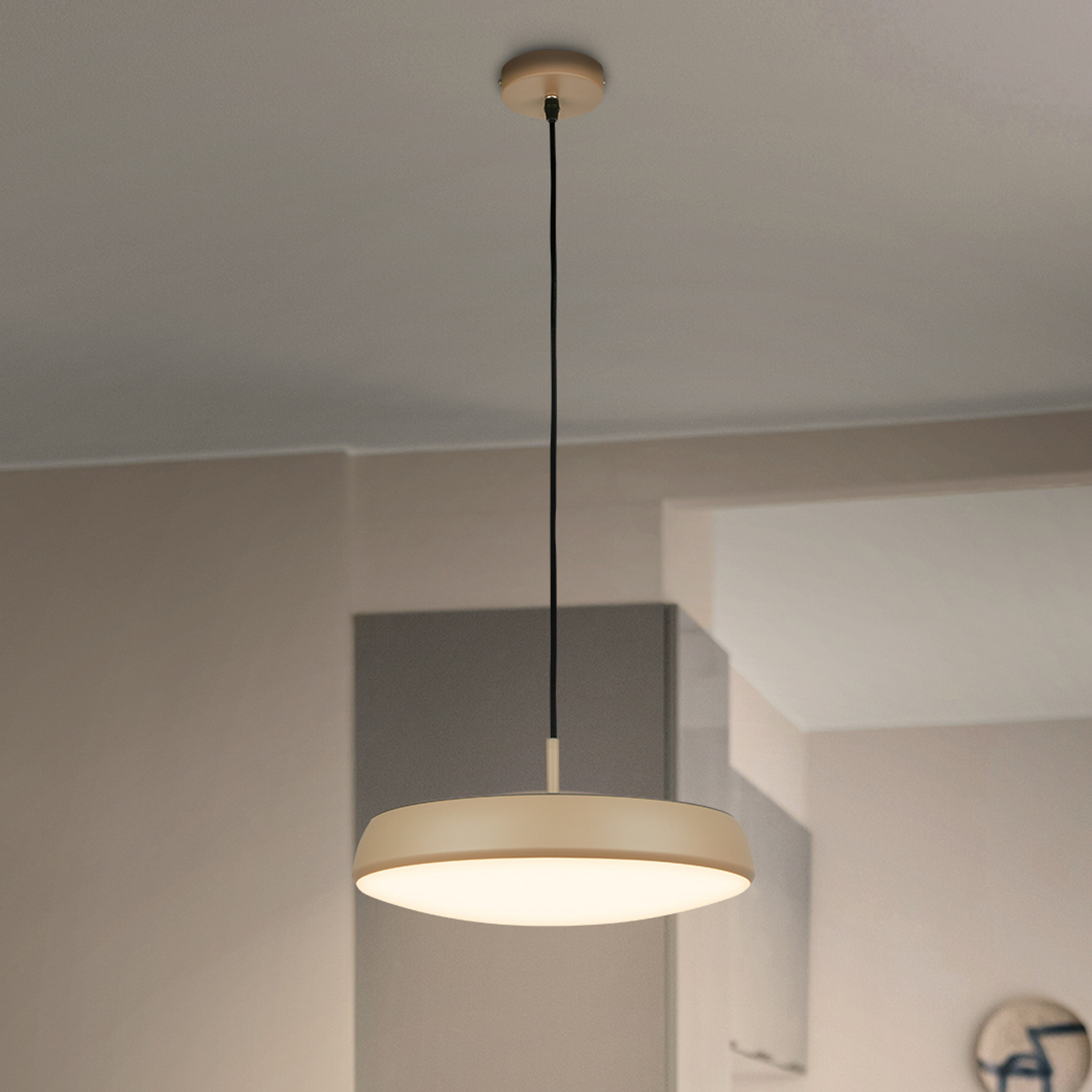Lámpara colgante LED Nala, beige, metal/plástico, Ø 35 cm