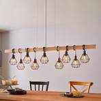 Townshend hanglamp, lengte 150 cm, zwart/eiken, 9-lamps.