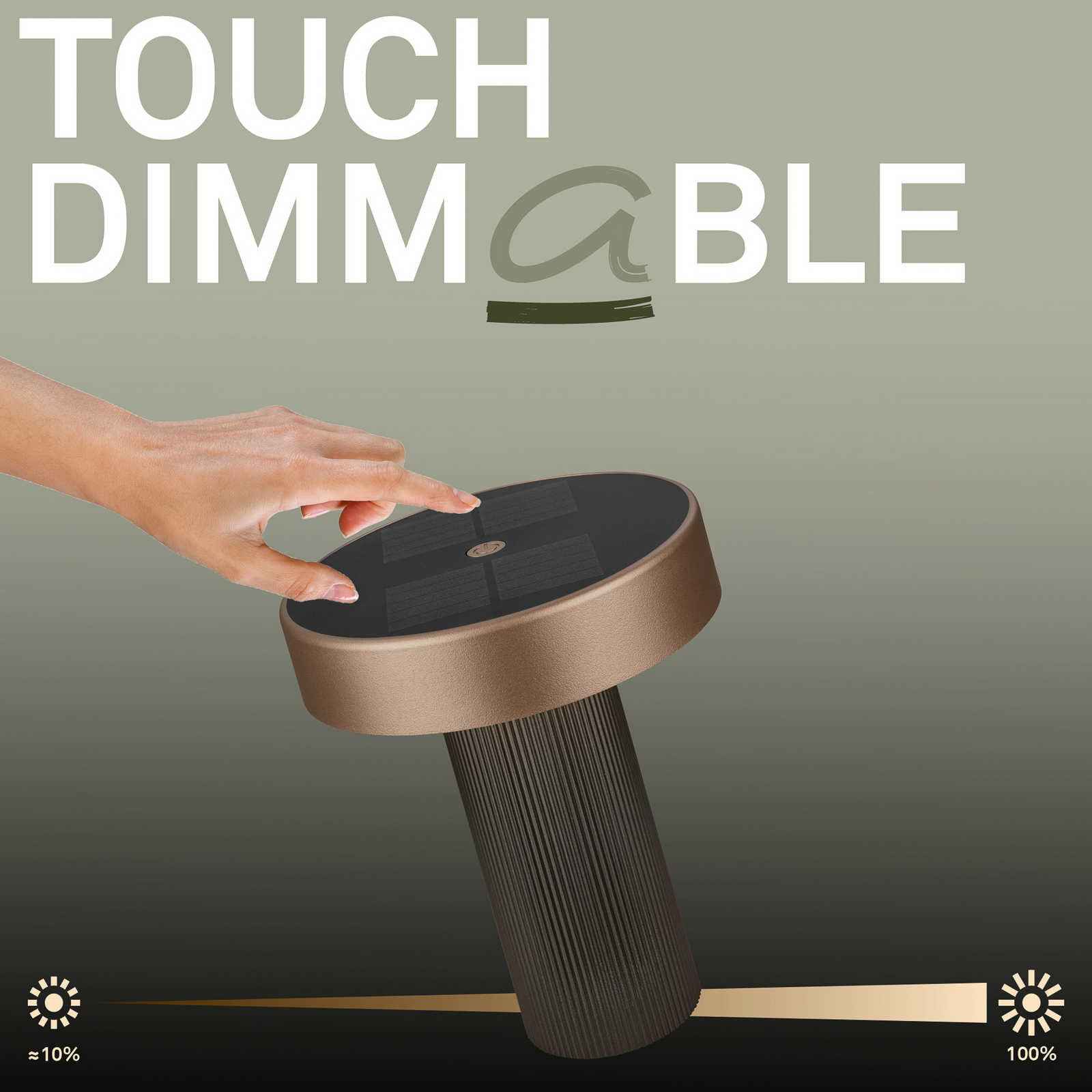 LED-batteridriven solcellsbordslampa Poga, antracit/brons, IP44