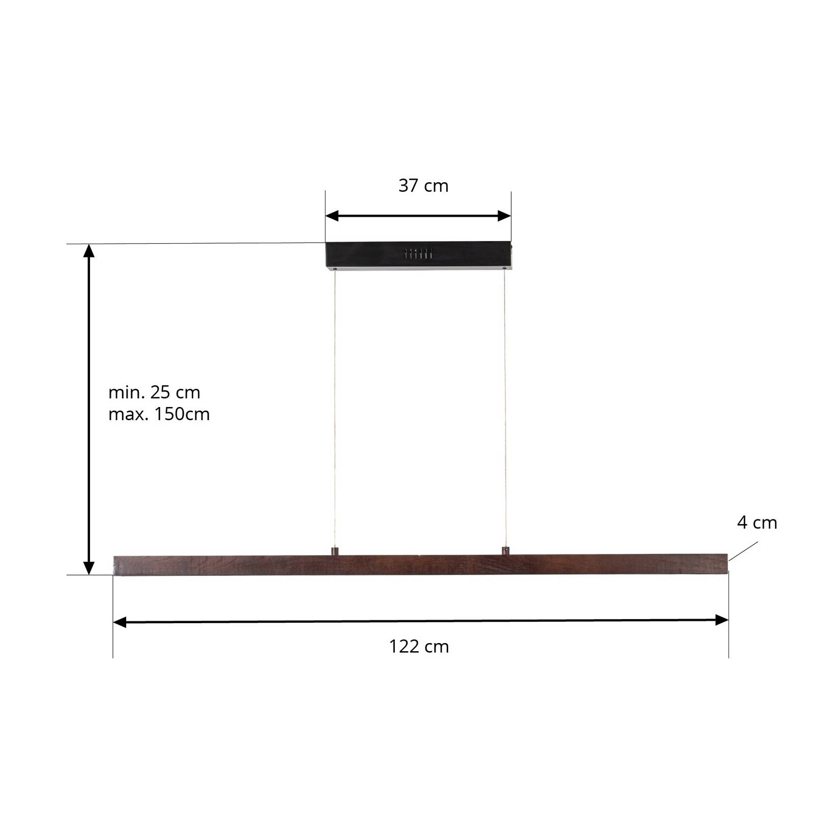 Lucande Żyrandol LED Nihalo, orzech, 122 cm, ściemniany, CCT