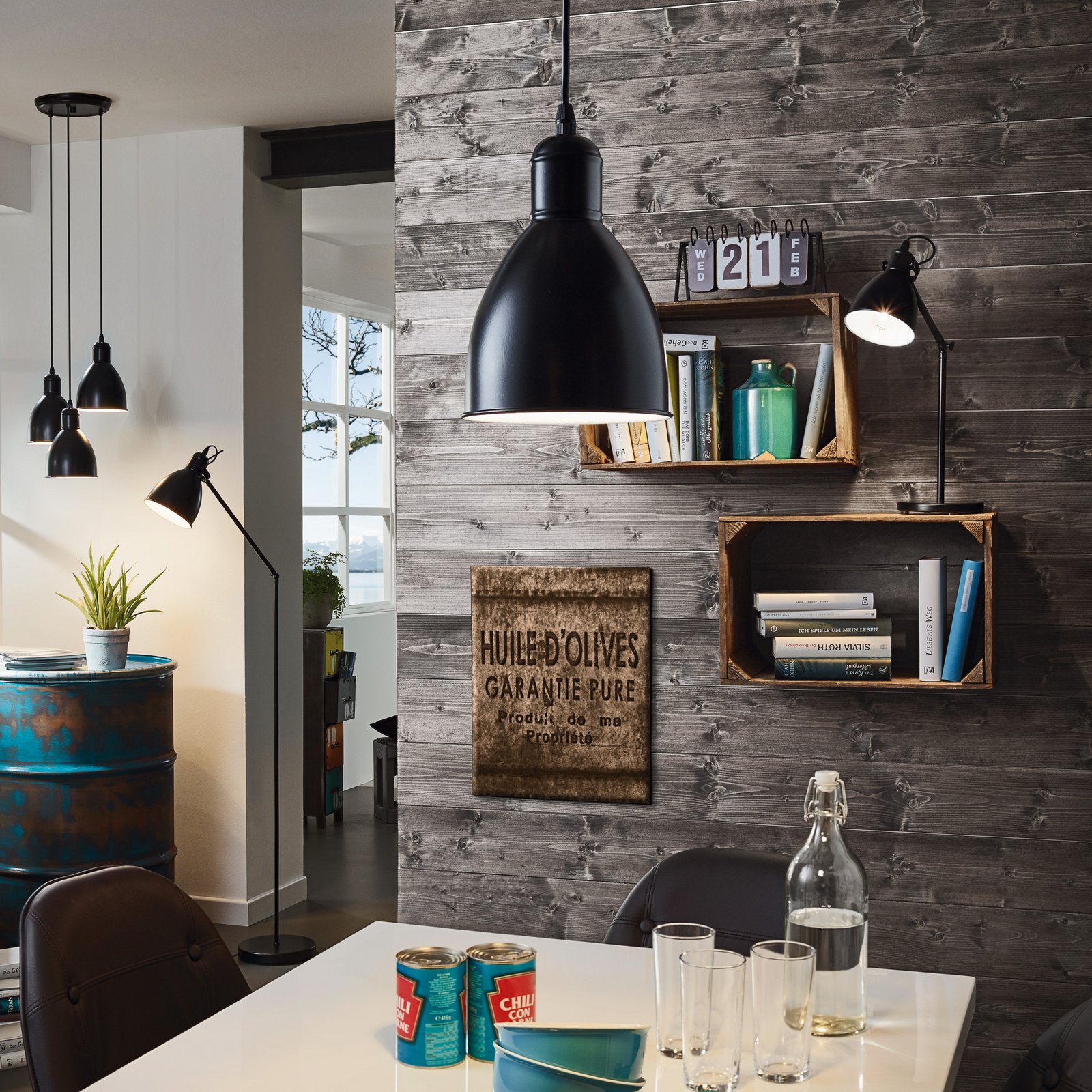 Vintage viseča luč Priddy 1 1-light, črna Vintage viseča luč Priddy 1 1-light, črna