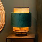 Tafellamp Javor, rotan kap, groen, Ø 23 cm