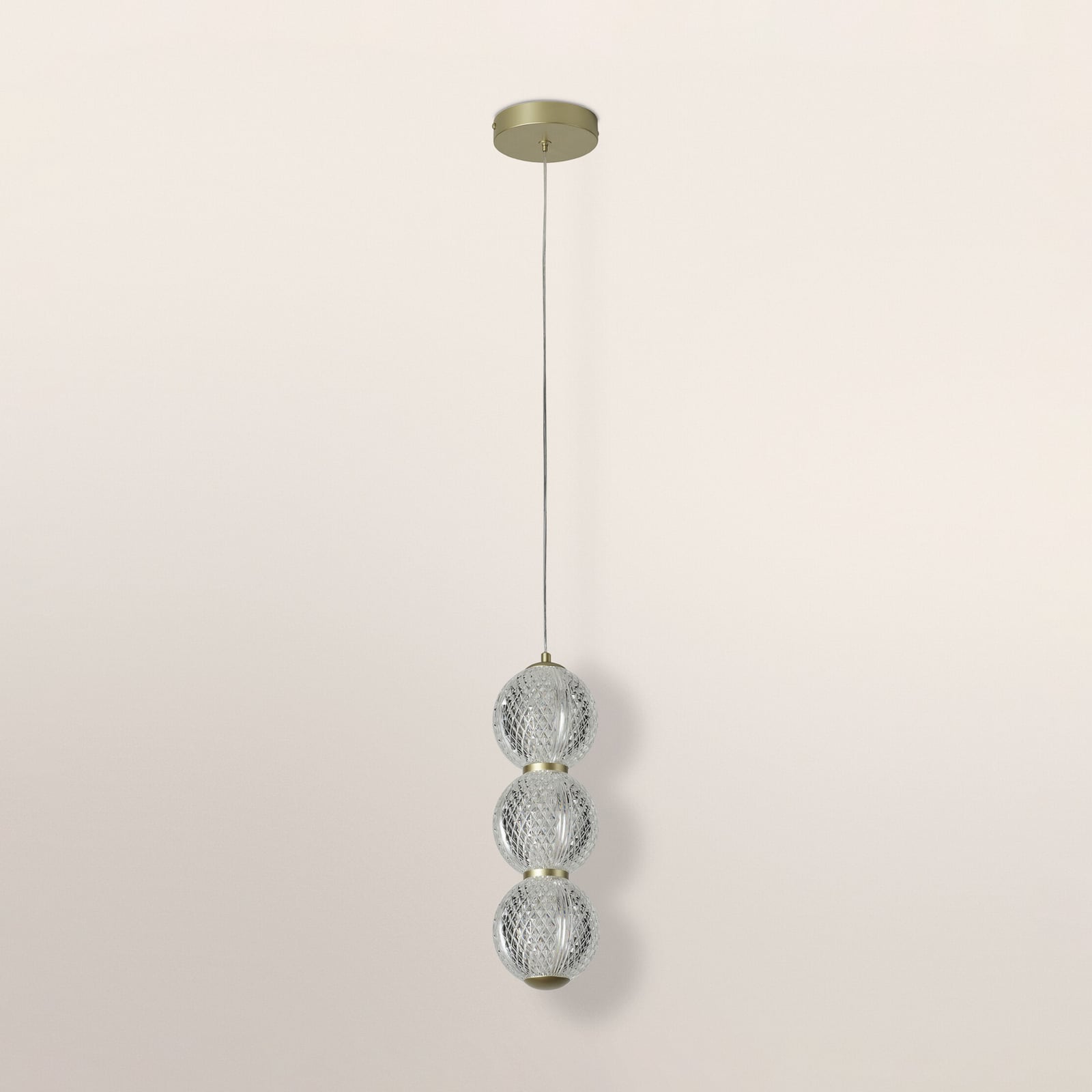Suspension LED OSRAM Decor Xstal, couleur laiton, Ø 12 cm
