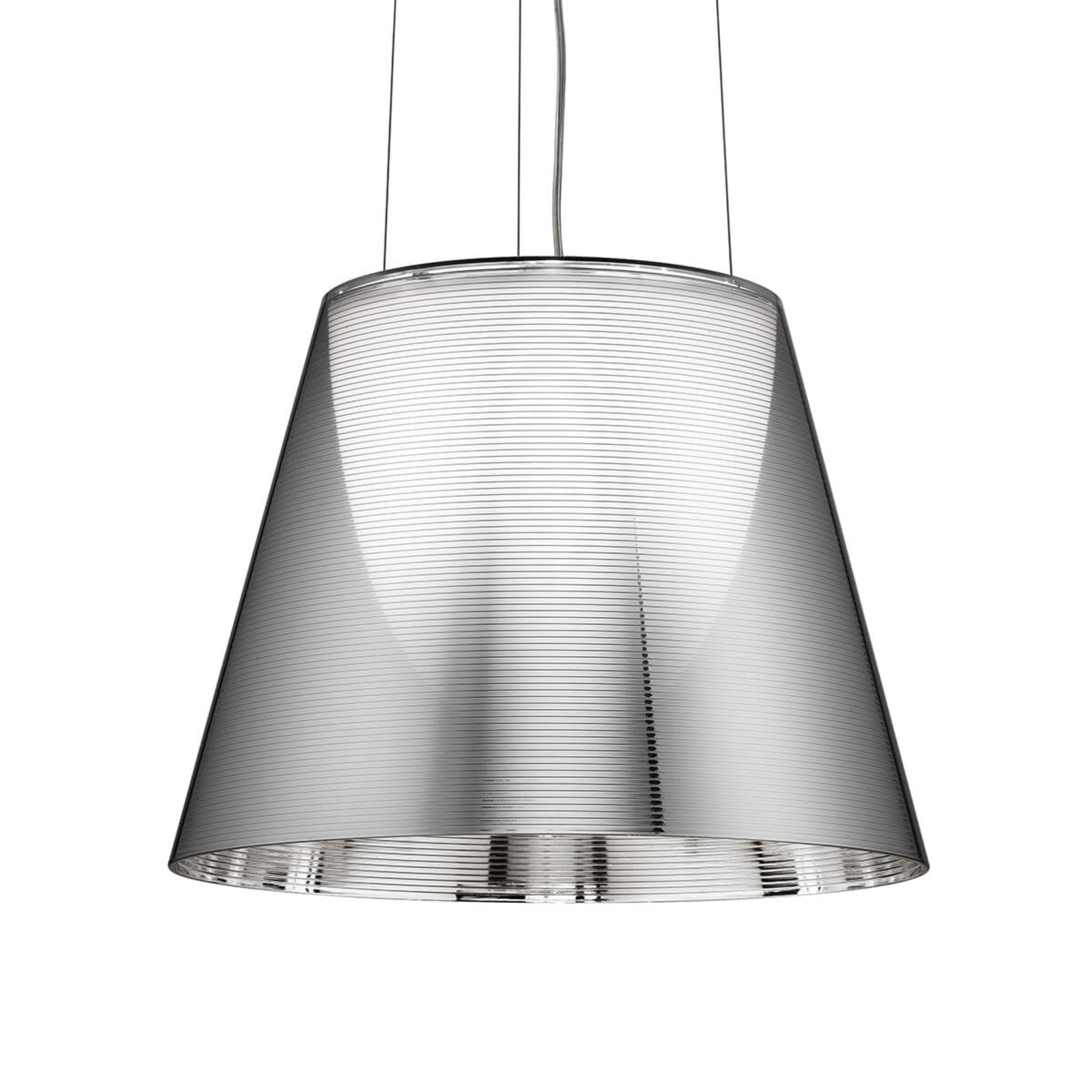 Flos Contemporary hanging light KTRIBE S2, silver, for Living / Dining Room, PMMA, polycarbonate, E27, 150 W, energy efficiency: A++, H: 30 cm