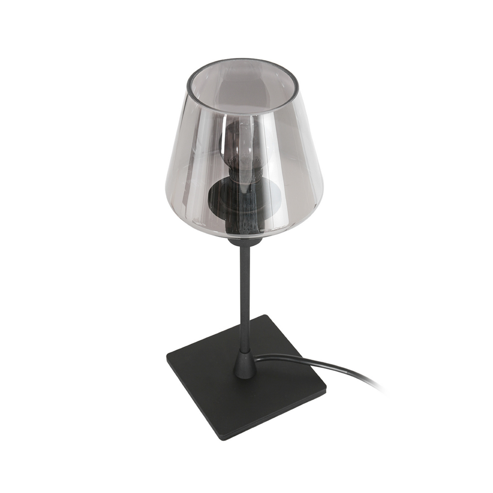 Galda lampa „Ancilla“, melna/dūmakaina, 33 cm, metāls, stikls, E14