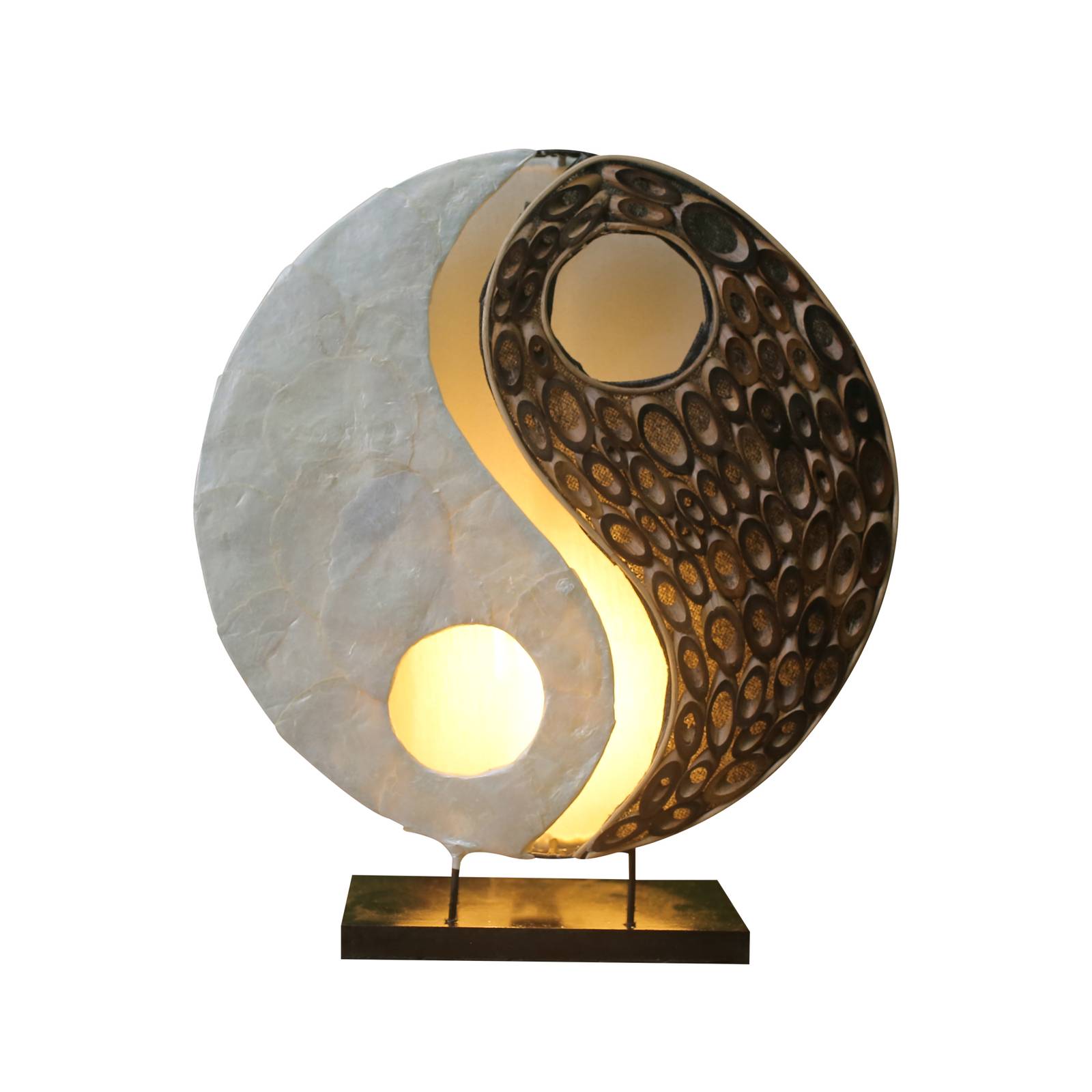 Ying Yang bordlampe af naturmaterialer 30 cm