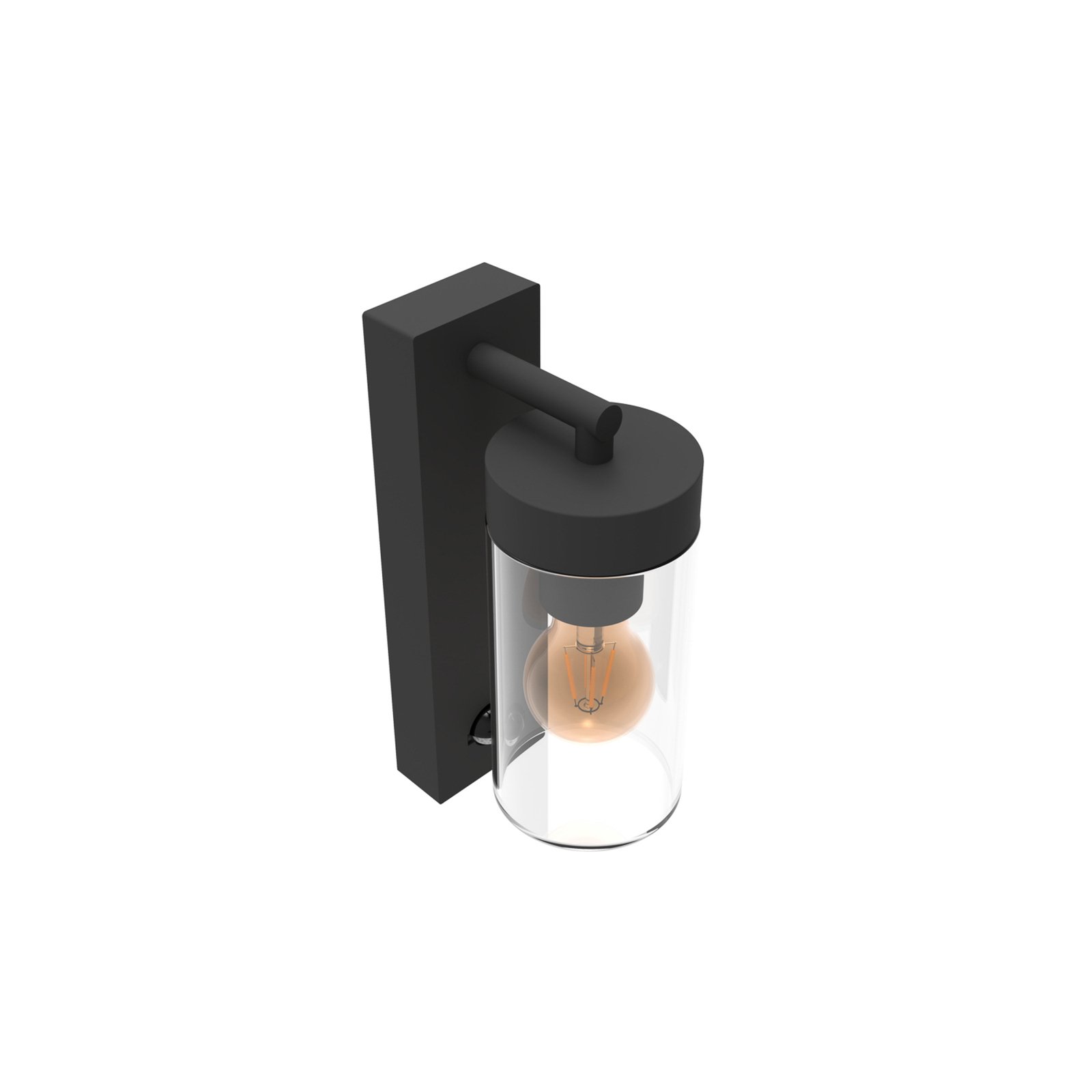 Calex outdoor wall light, stainless steel, socket below, black