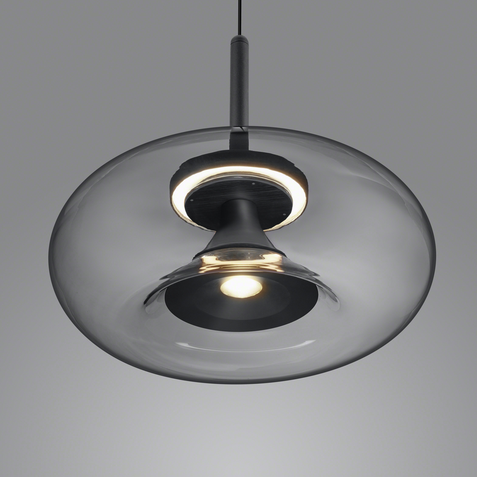 Helestra Sica LED pendant light black/smoky grey