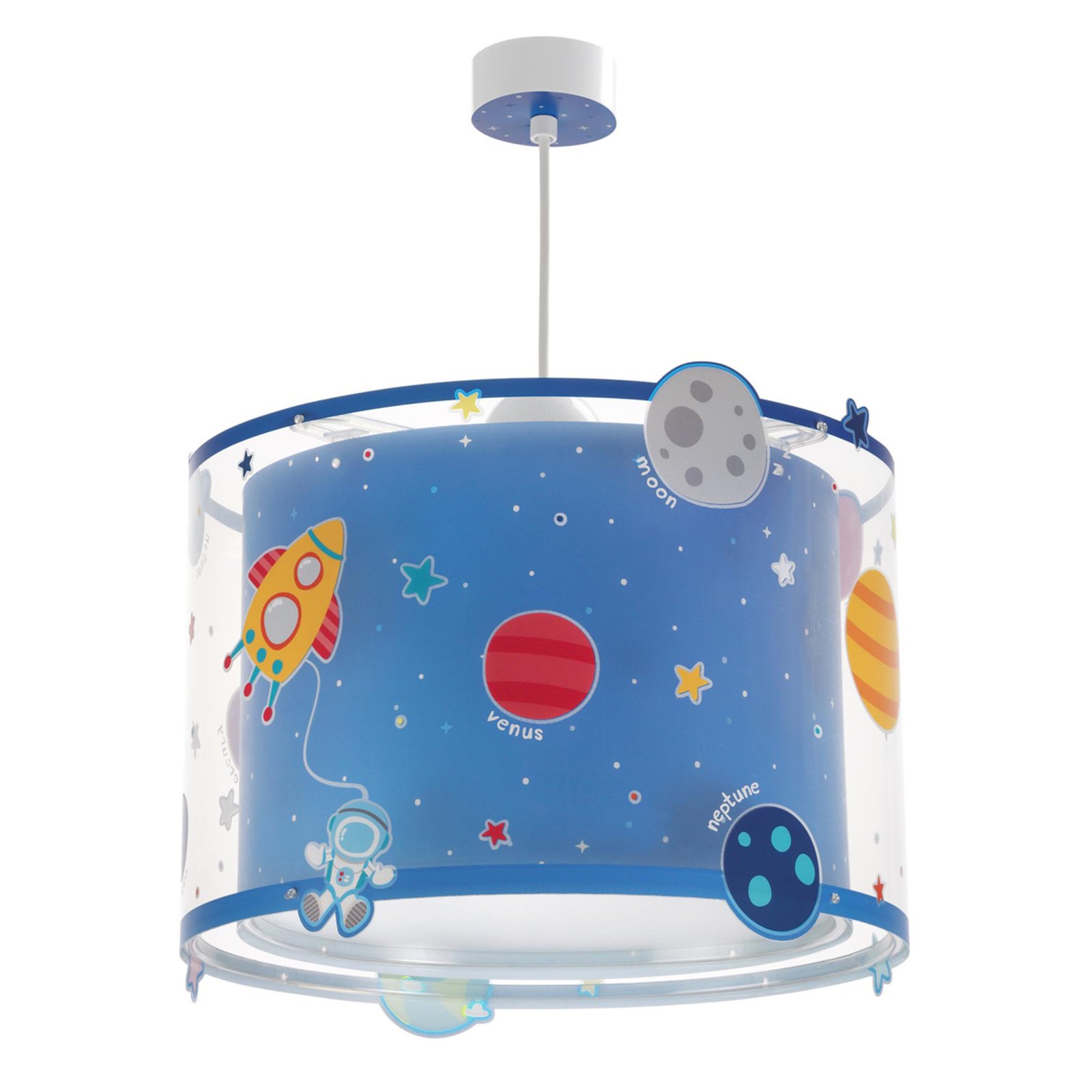 Planets children's pendant light with motif