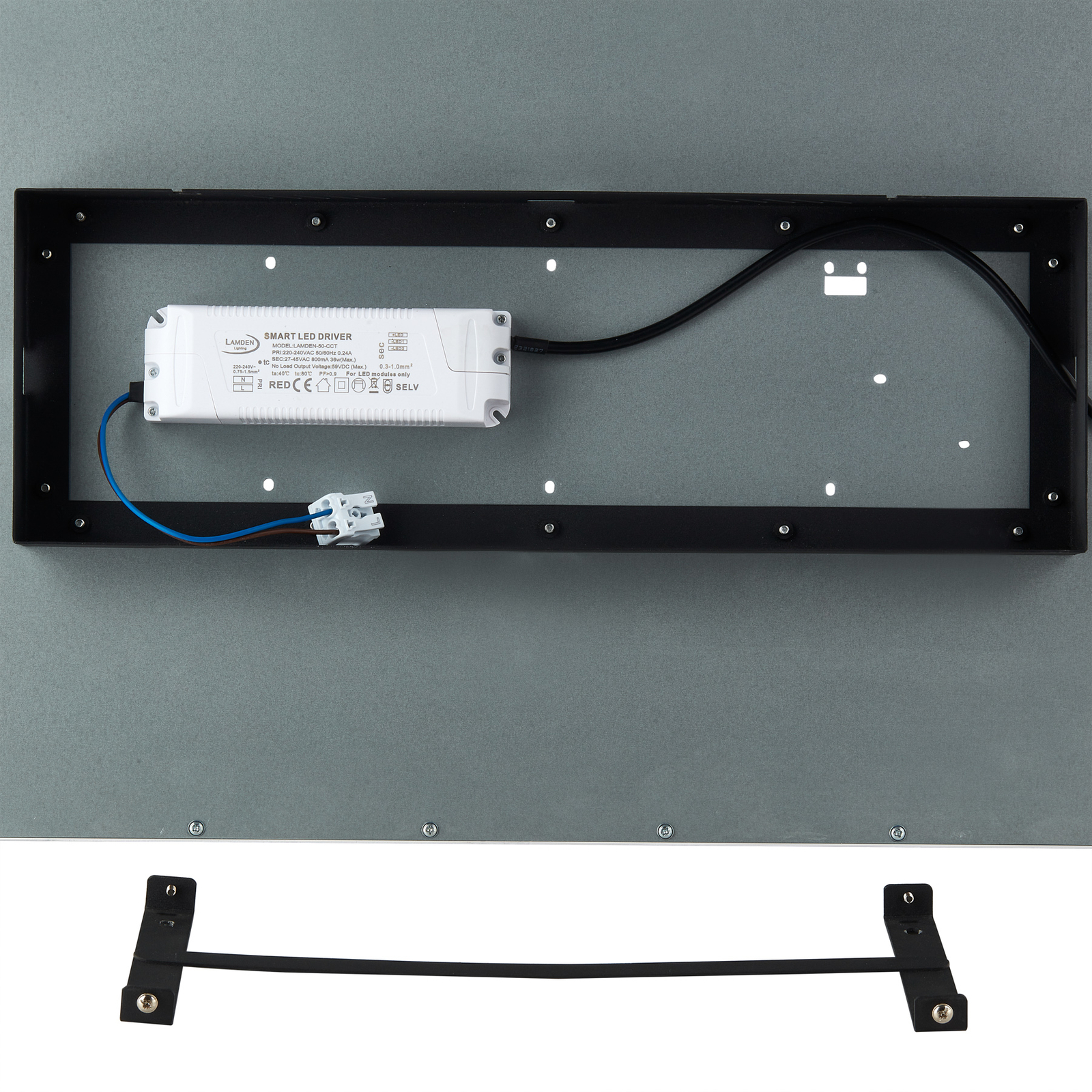 Laminátový panel Lindby LED, černý, 119,5 x 29,5 cm