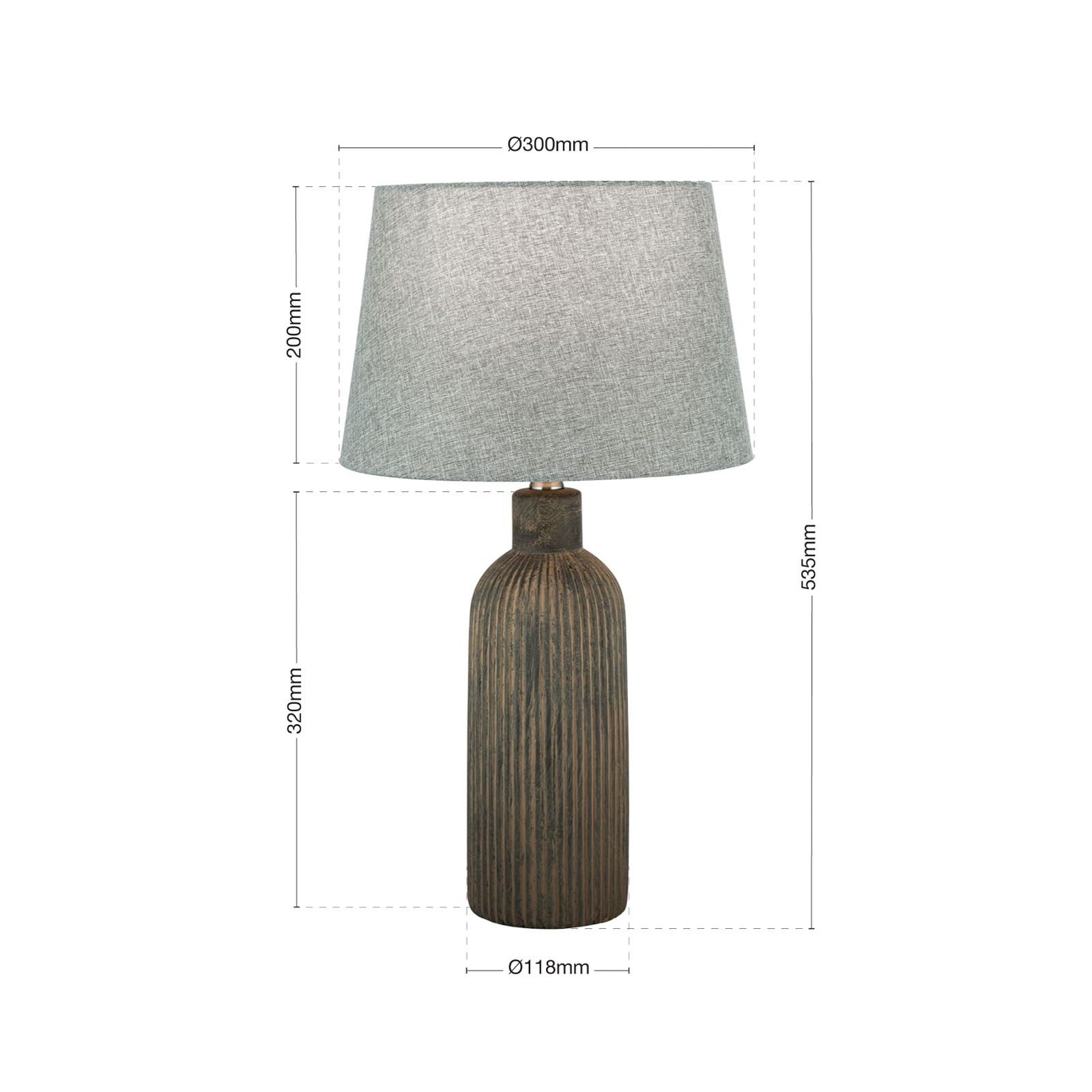 Lampe de table Orchid, brun/gris, hauteur 53,5 cm, céramique/lin