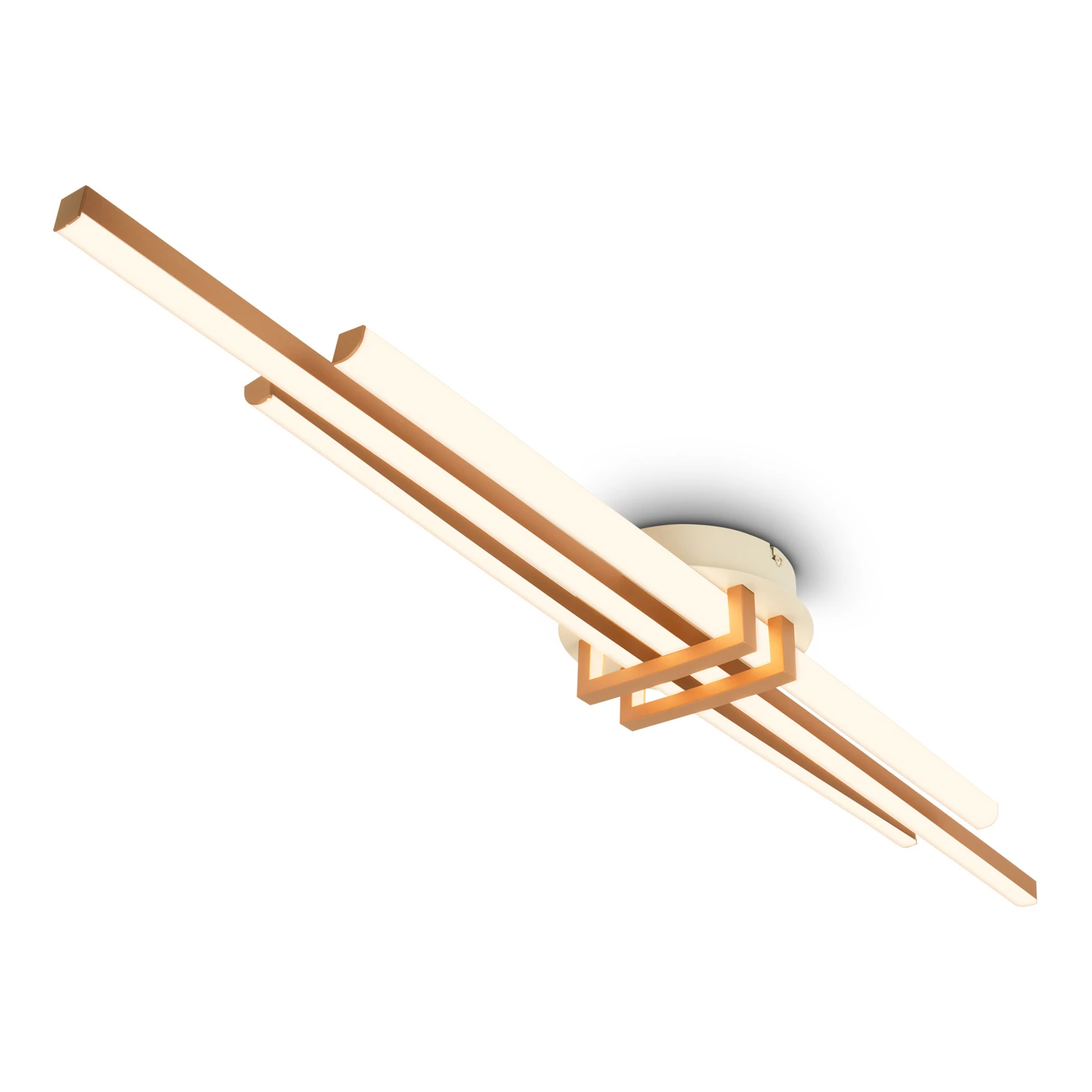 LED-Deckenlampe Tinka, hellgrau/braun, Länge 98 cm