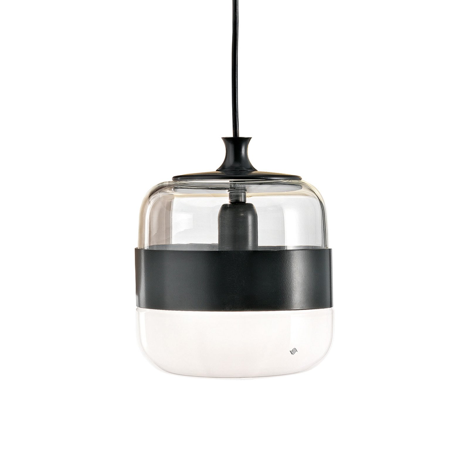 Висяща лампа Futura, муранско стъкло, черно/бяло 20cm