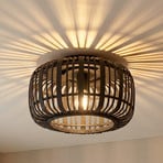 Lindby Canyana ceiling light, black, rattan, Ø 40 cm